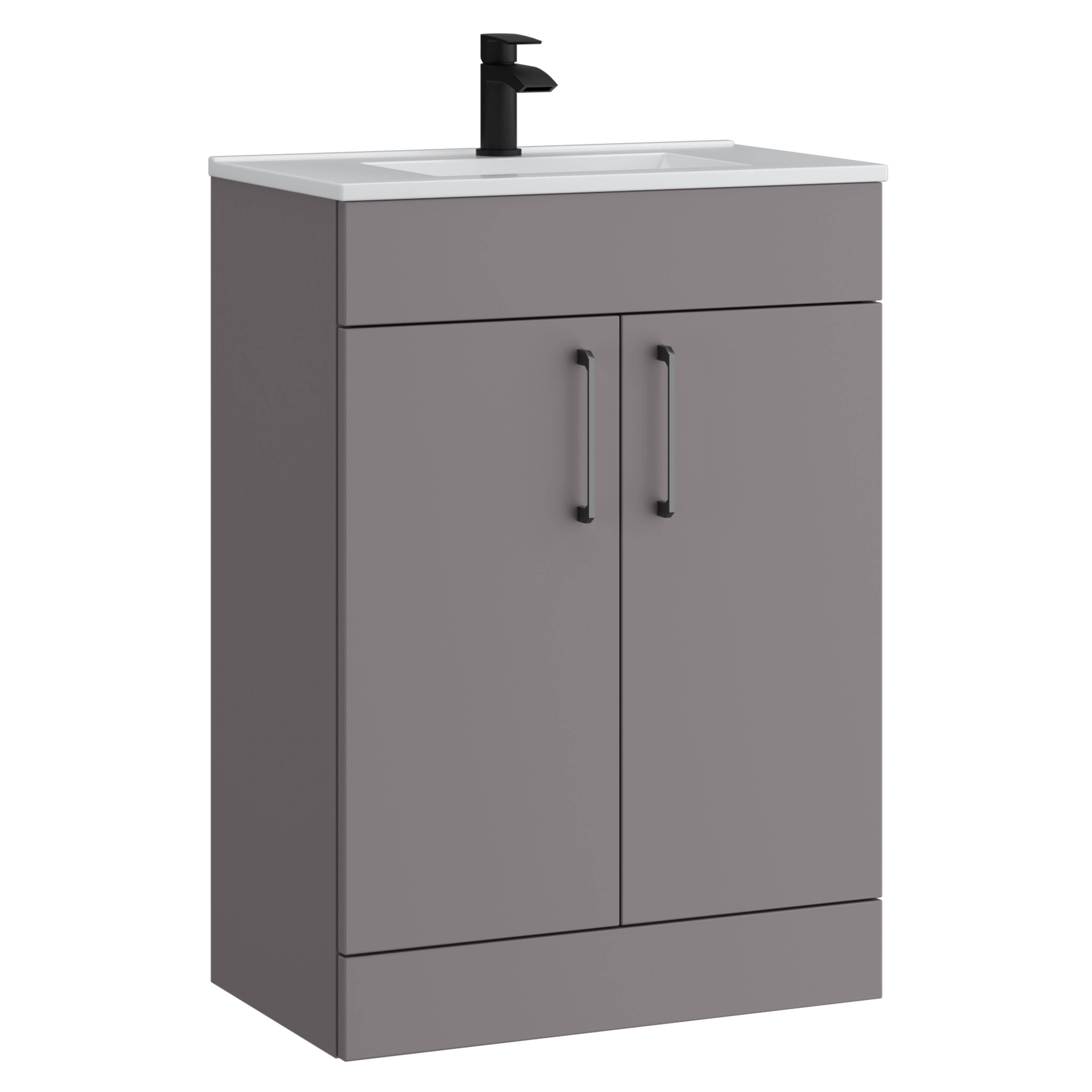 Kartell K-Vit Dove Floor Standing 2 Door Slimline Bathroom Vanity Unit Slate Grey 600mm - DOV600SL-SG