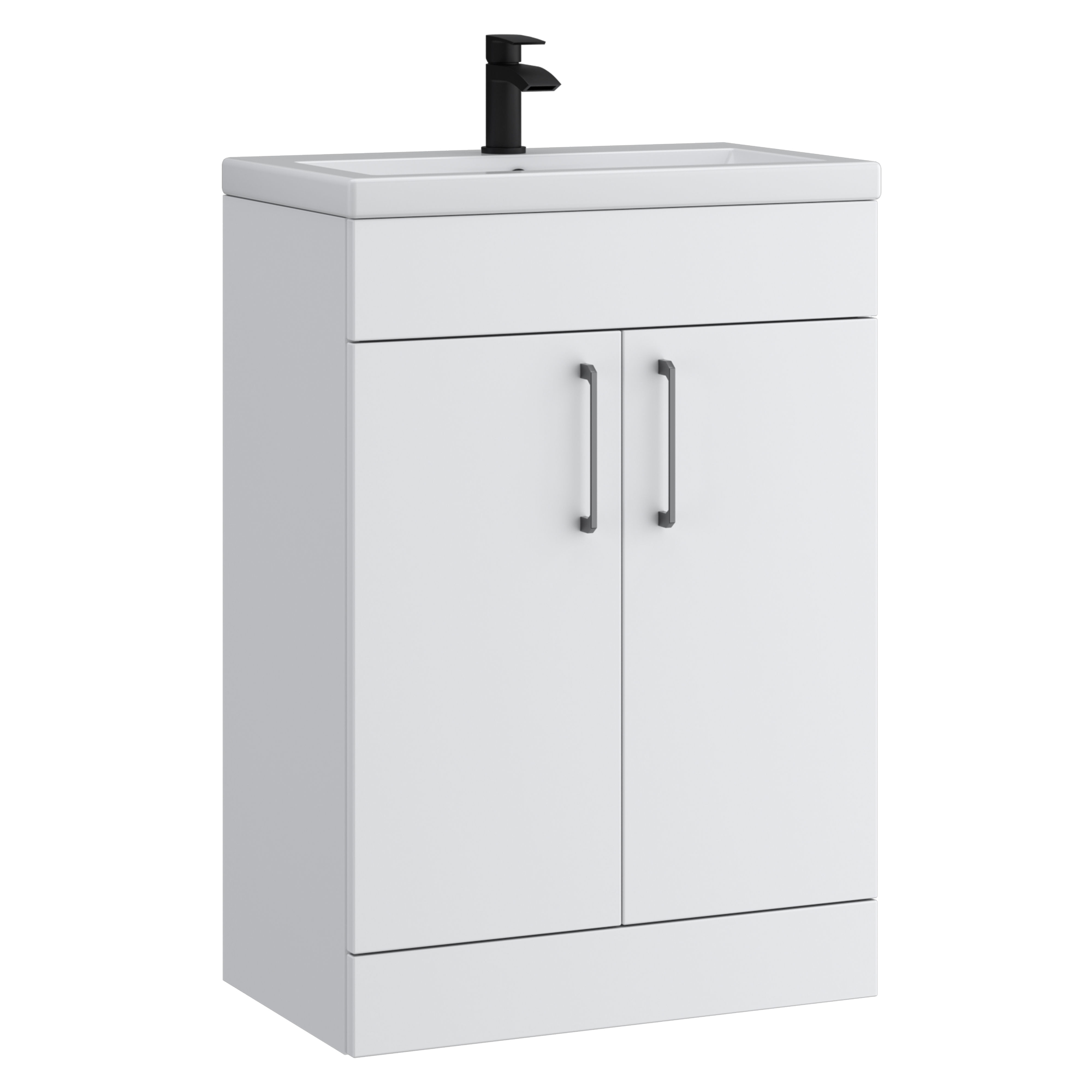 Kartell K-Vit Dove Floor Standing 2 Door Slimline Bathroom Vanity Unit Matt White 600mm - DOV600SL-SW