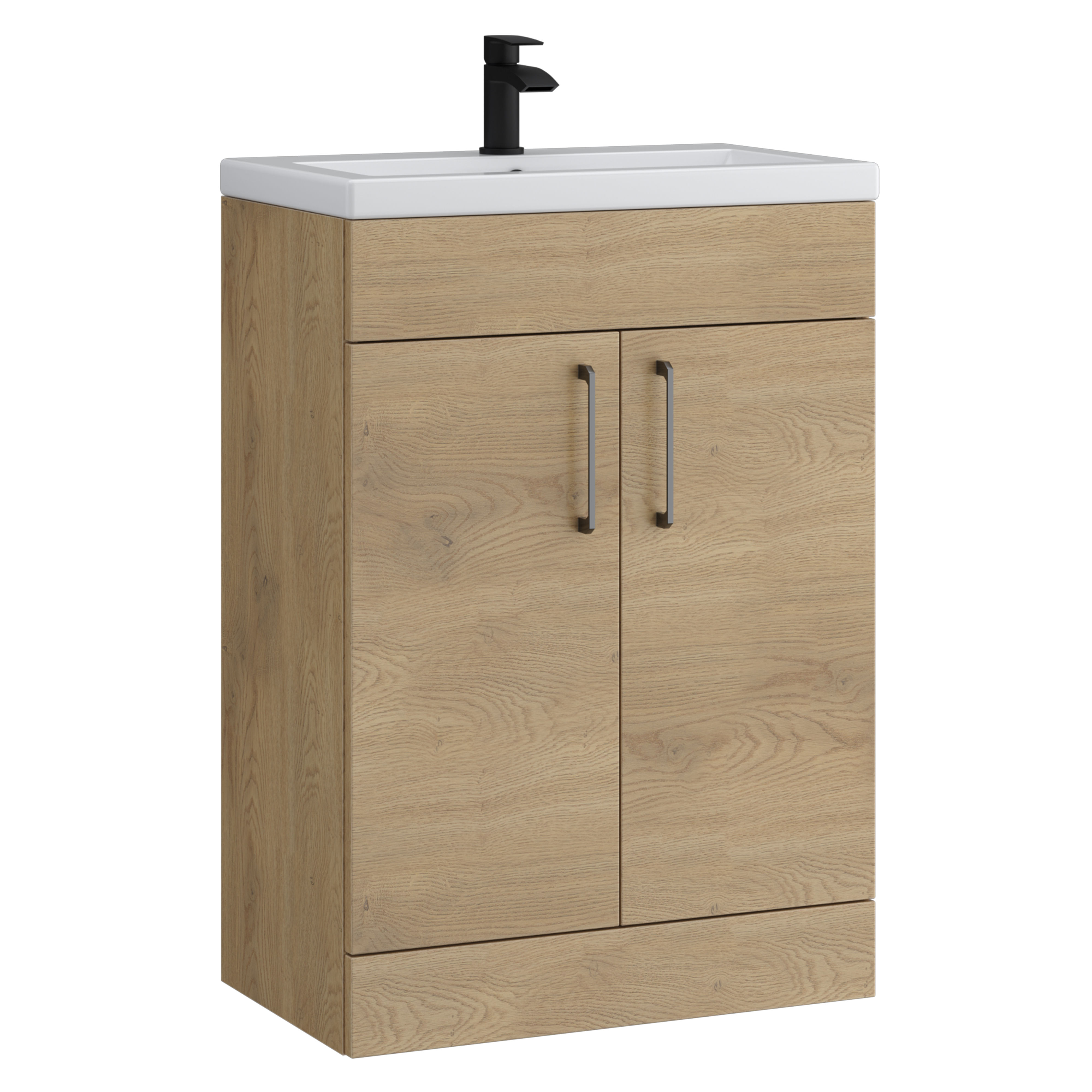 Kartell K-Vit Dove Floor Standing 2 Door Slimline Bathroom Vanity Unit Torro Oak 600mm - DOV600SL-TO