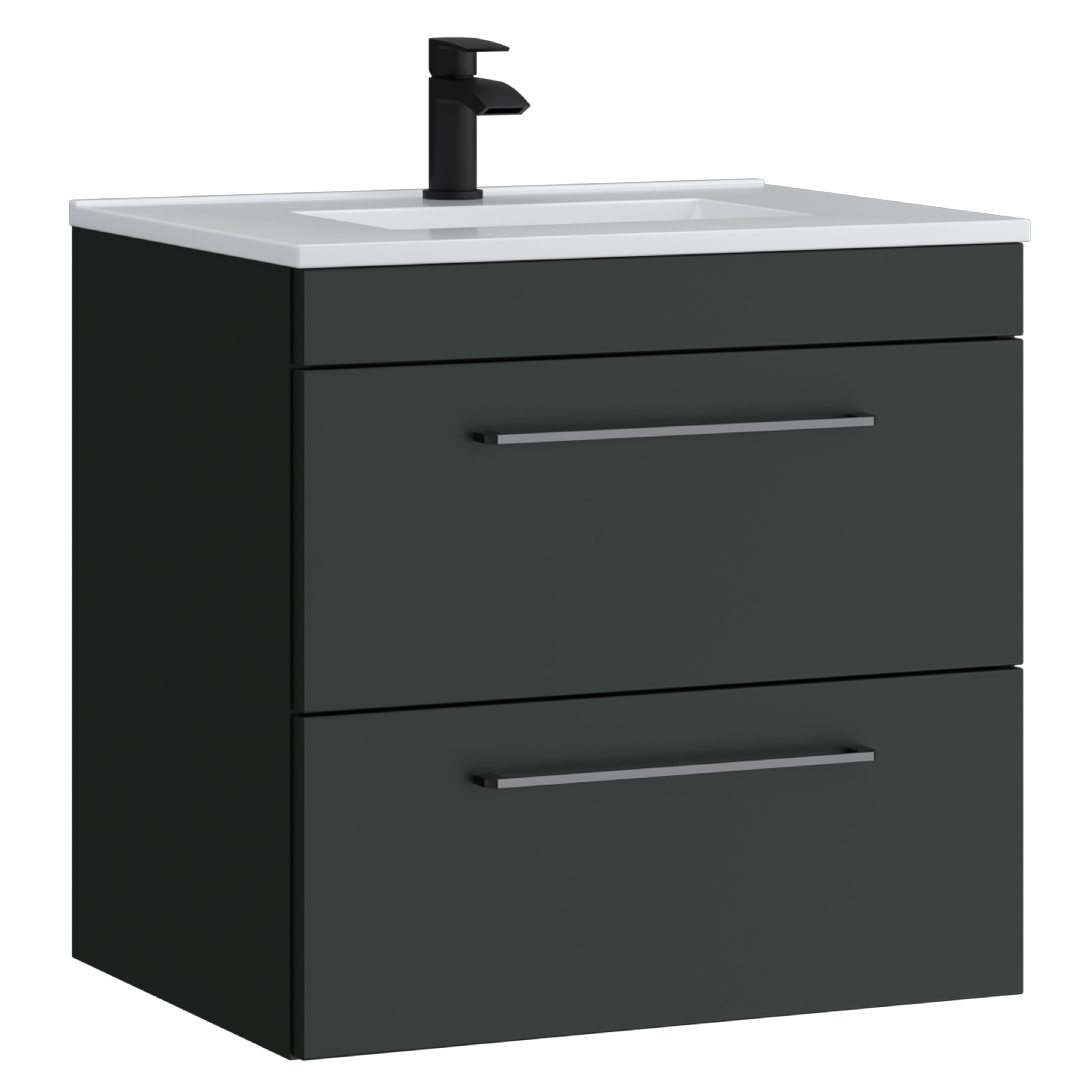 Kartell K-Vit Dove Wall Mounted 2 Drawer Bathroom Vanity Unit Anthracite 600mm - DOV600WMDR-MA