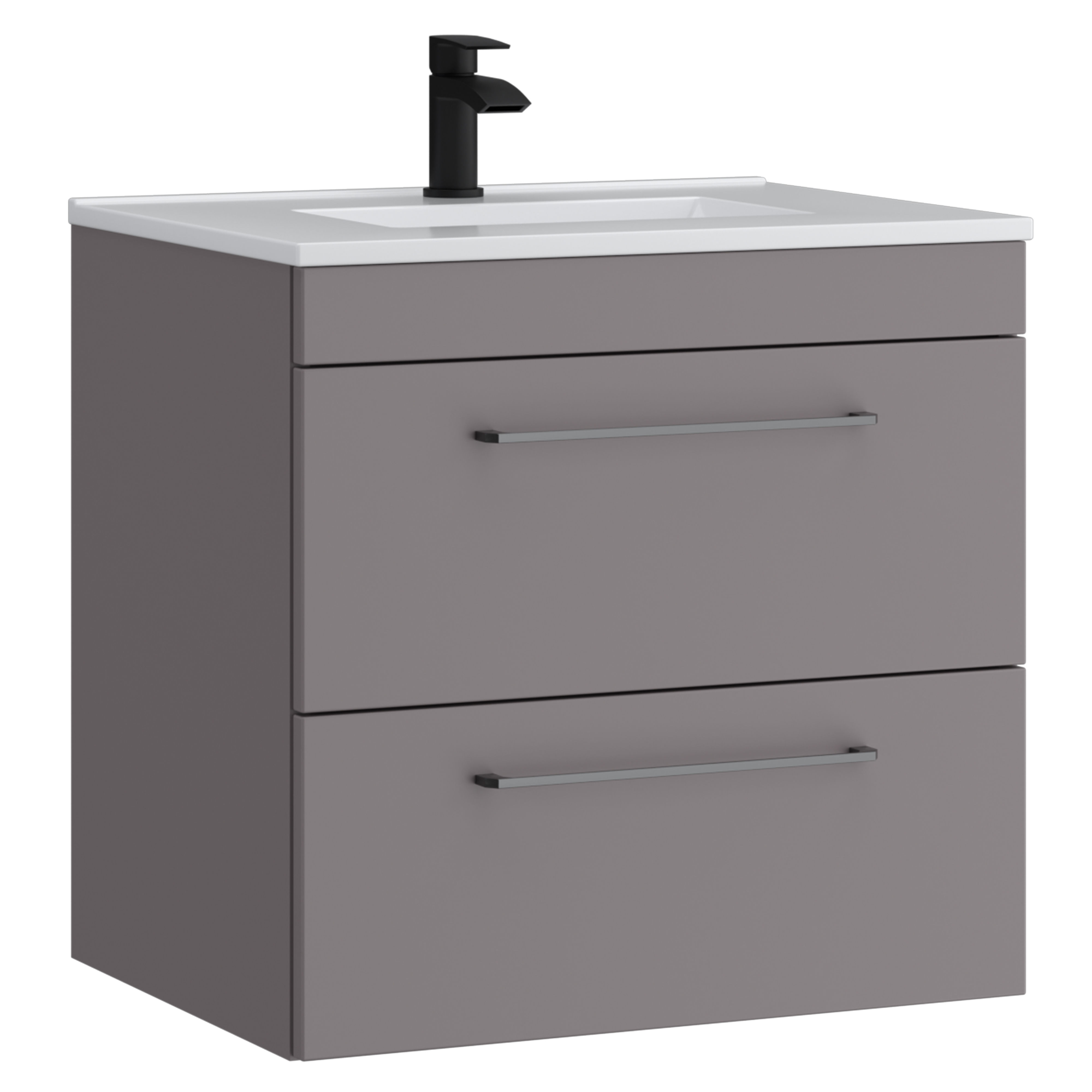 Kartell K-Vit Dove Wall Mounted 2 Drawer Bathroom Vanity Unit Slate Grey 600mm - DOV600WMDR-SG