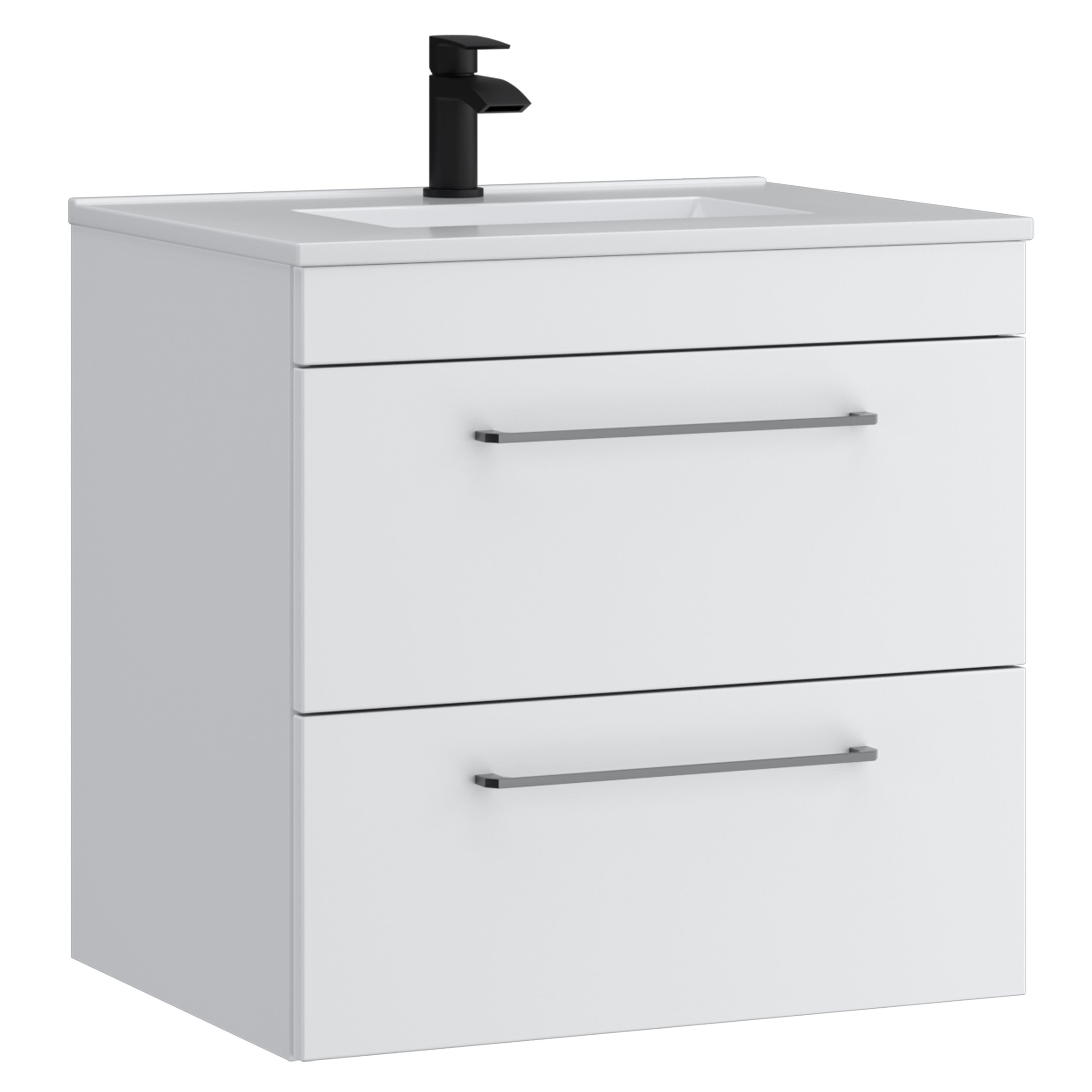 Kartell K-Vit Dove Wall Mounted 2 Drawer Bathroom Vanity Unit Matt White 600mm - DOV600WMDR-SW