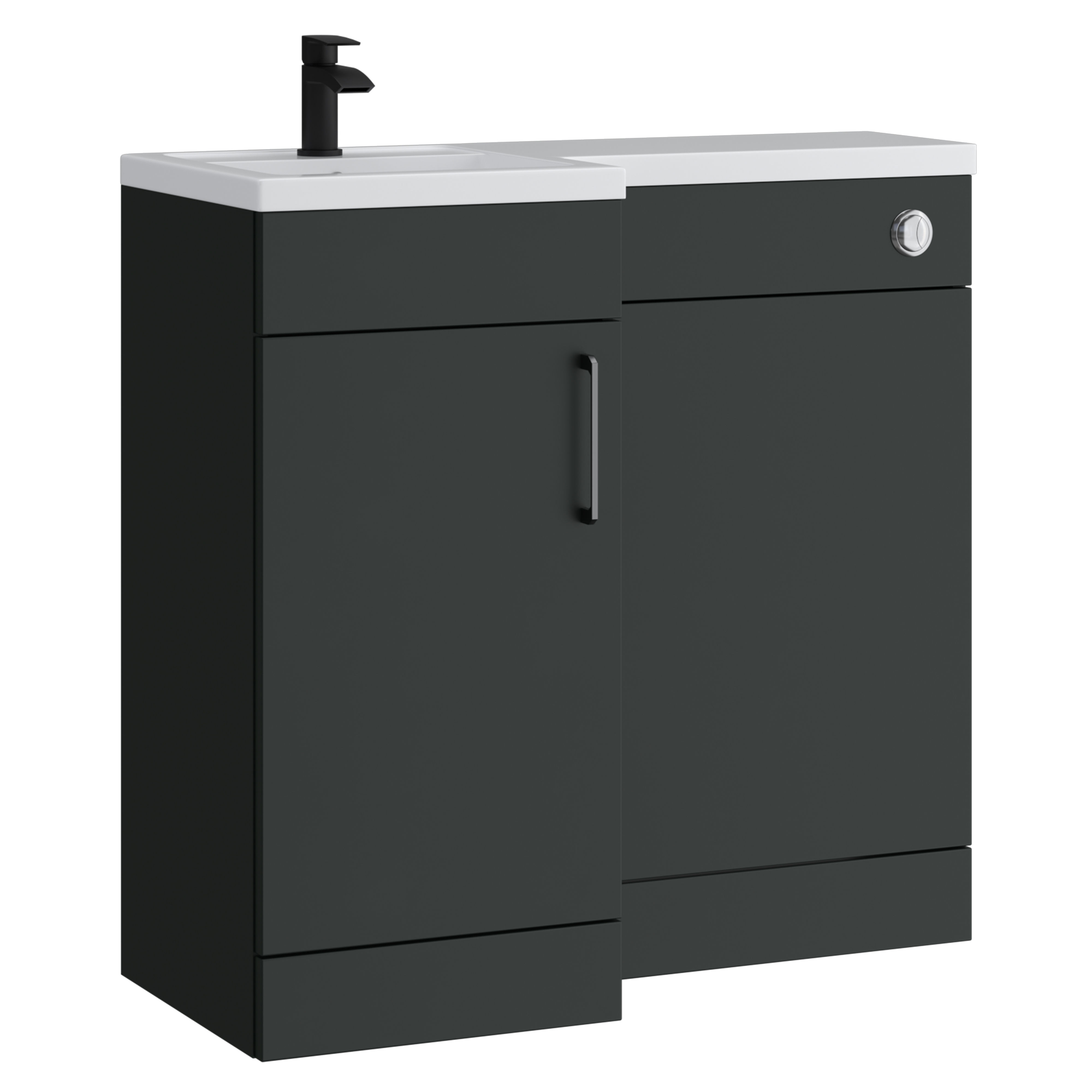 Kartell K-Vit Dove Floor Standing 1 Door L-Shaped Bathroom Vanity Unit Anthracite 400mm - DOVLSVU-MA