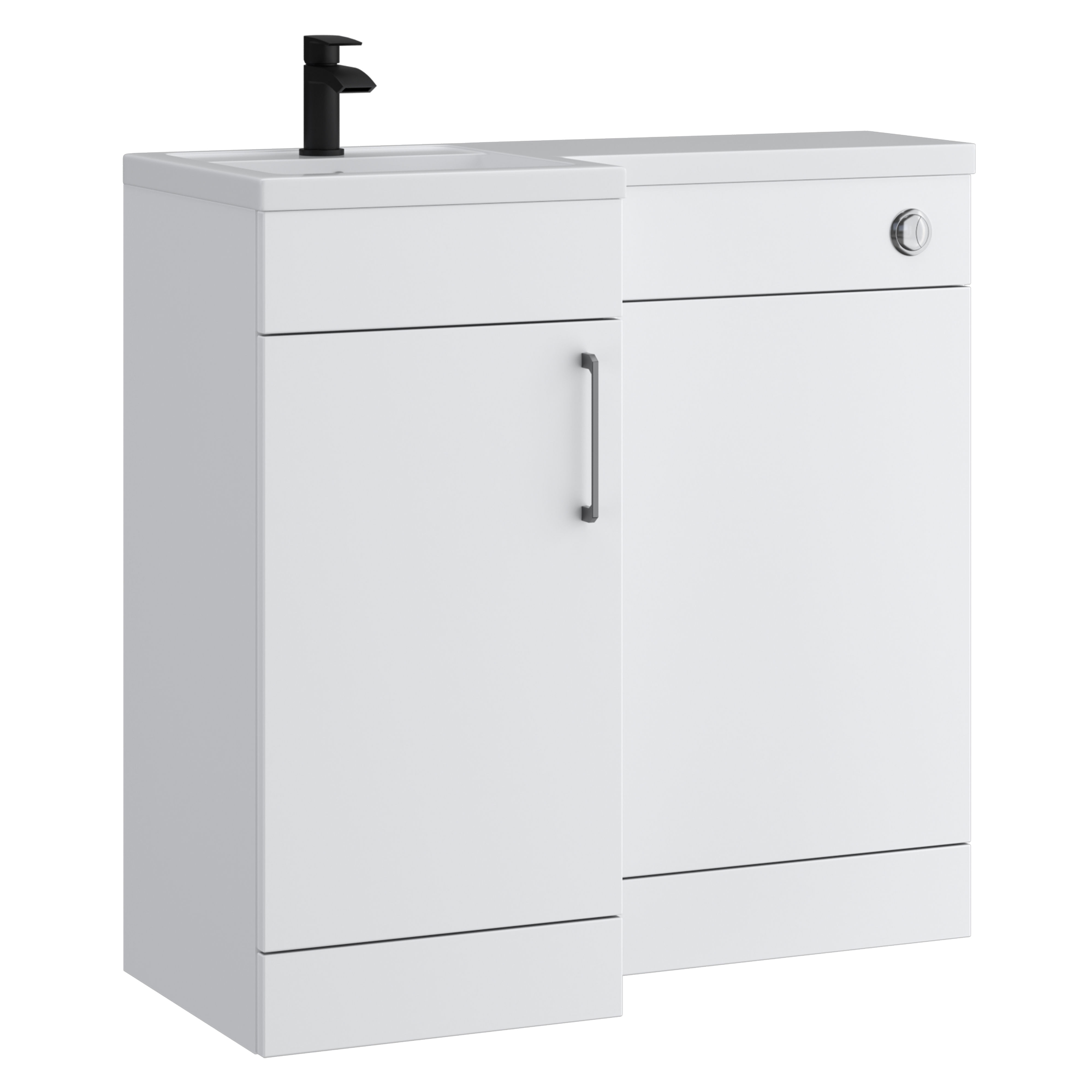 Kartell K-Vit Dove Floor Standing 1 Door L-Shaped Bathroom Vanity Unit Matt White 400mm - DOVLSVU-SW
