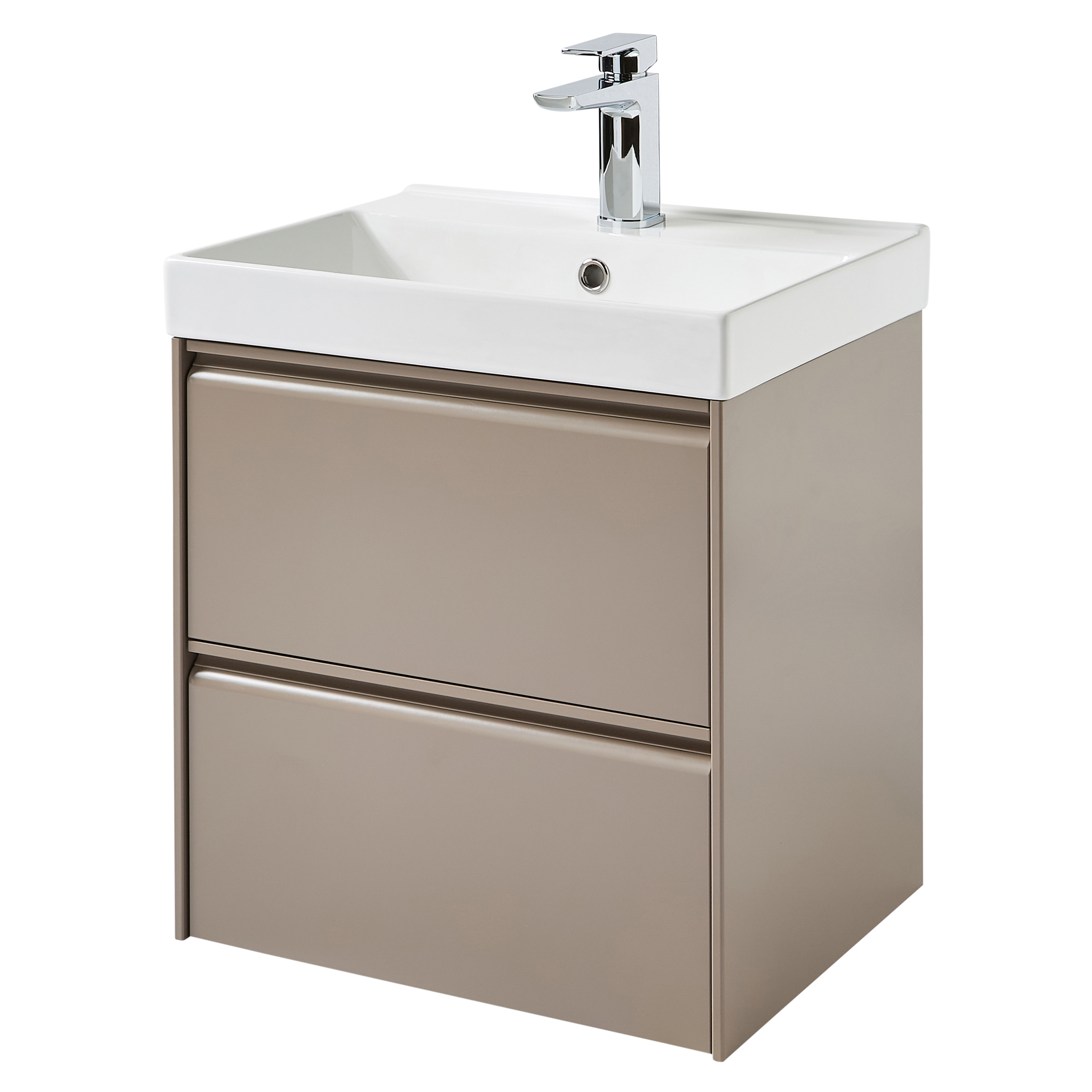 Kartell K-Vit Moon Wall Mounted 2 Drawer Bathroom Vanity Unit Matt Cocoa 500mm - MOON500WM-C