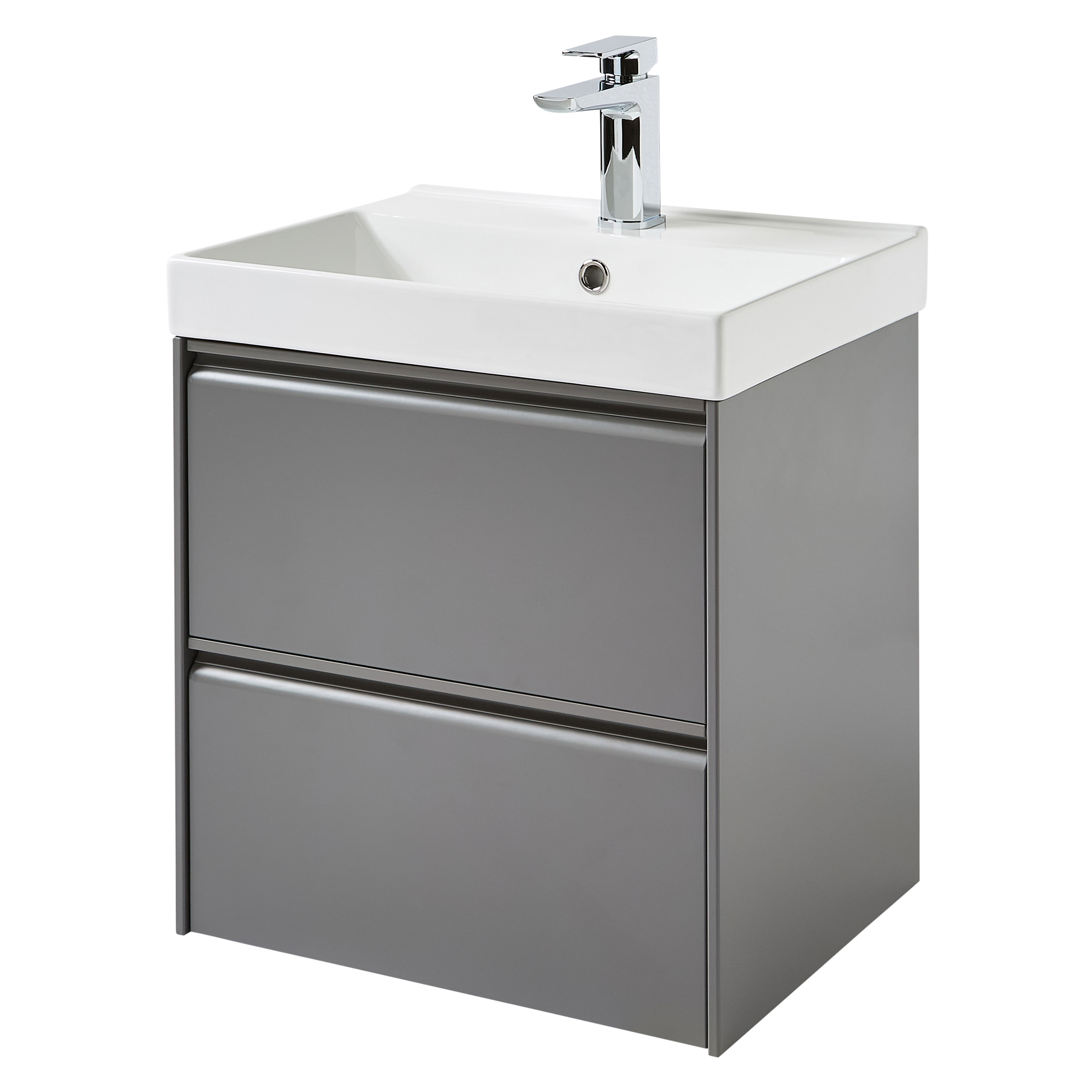 Kartell K-Vit Moon Wall Mounted 2 Drawer Bathroom Vanity Unit Matt Grey 500mm - MOON500WM-G