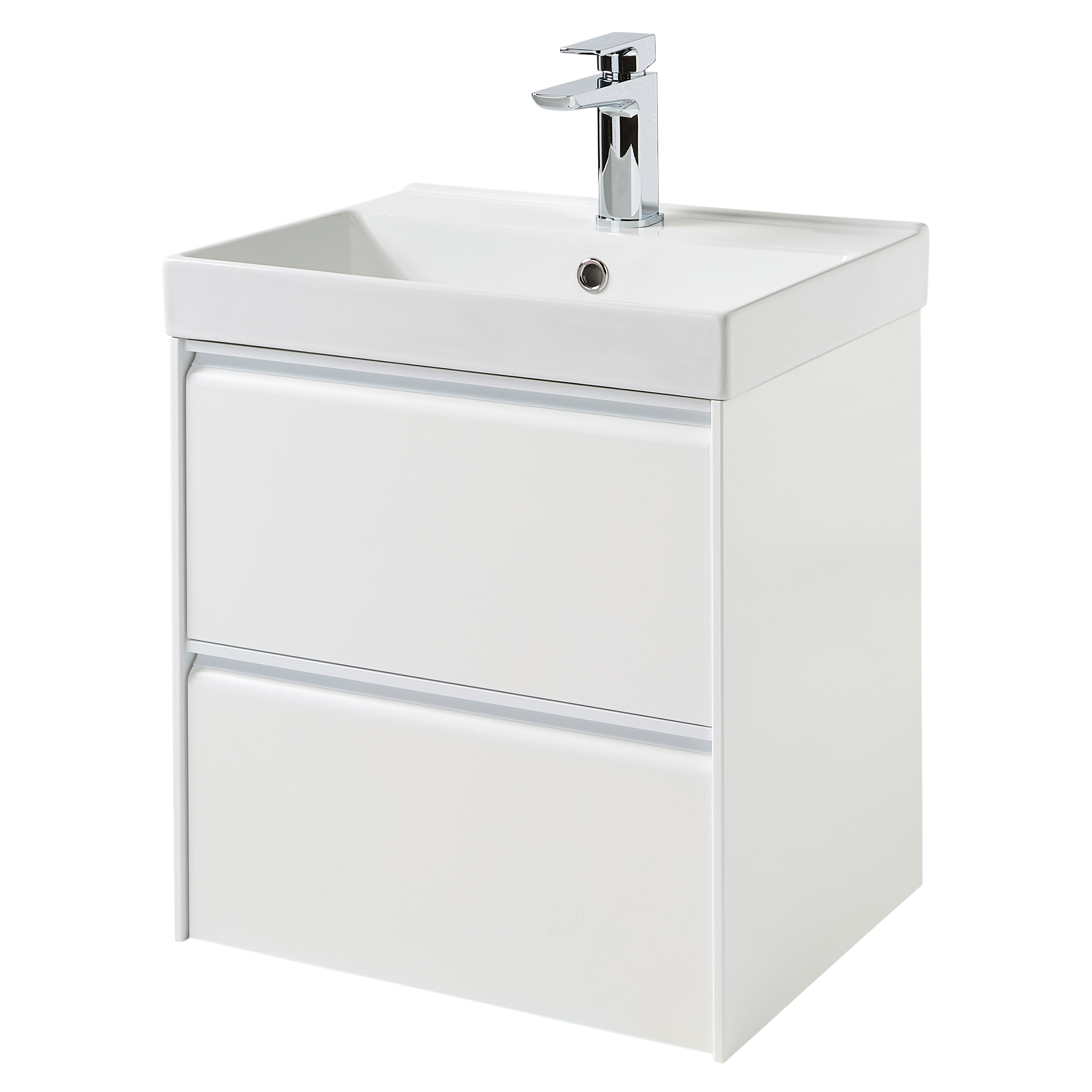 Kartell K-Vit Moon Wall Mounted 2 Drawer Bathroom Vanity Unit Matt White 500mm - MOON500WM-W