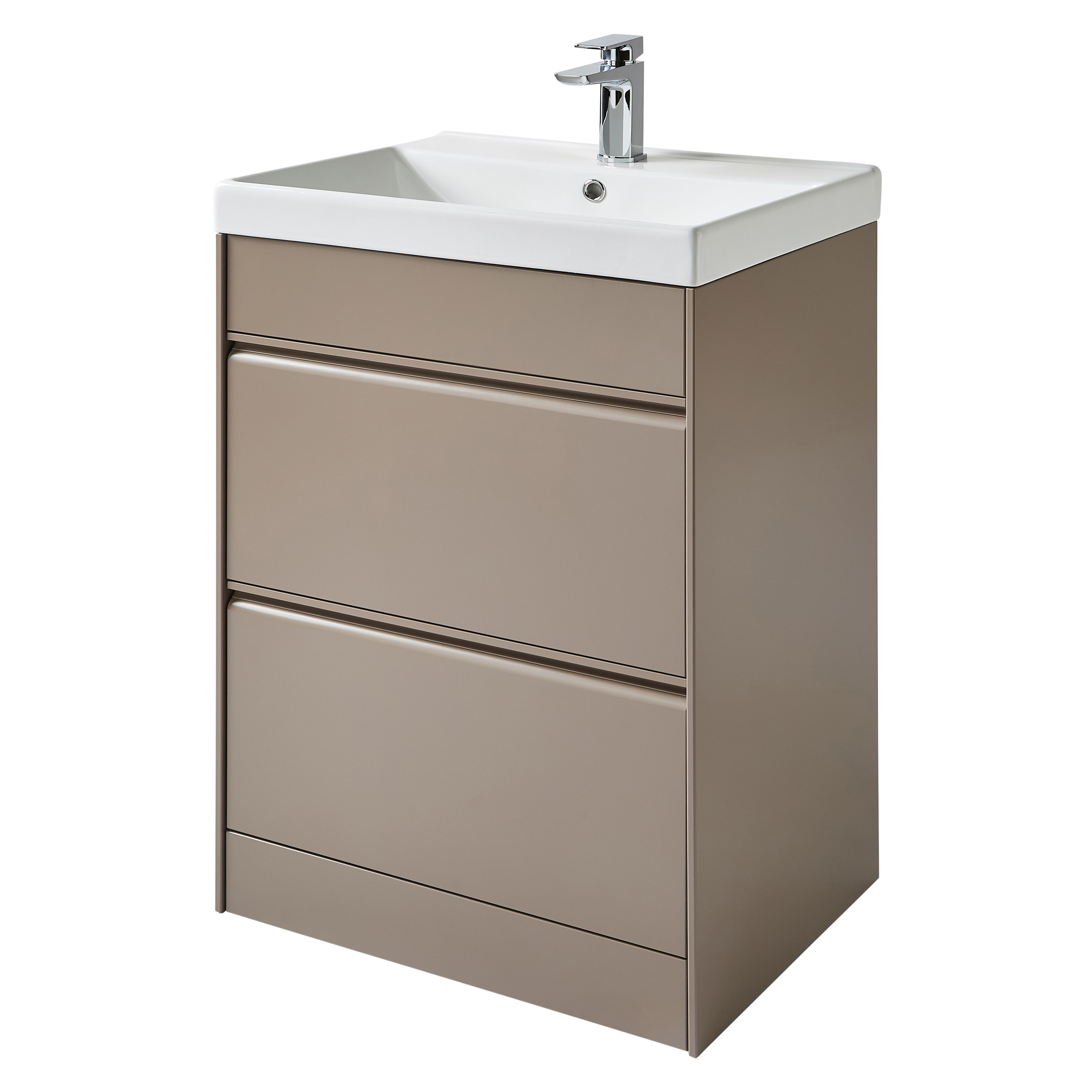 Kartell K-Vit Moon Floor Standing 2 Drawer Bathroom Vanity Unit Matt Cocoa 600mm - MOON600FS-C