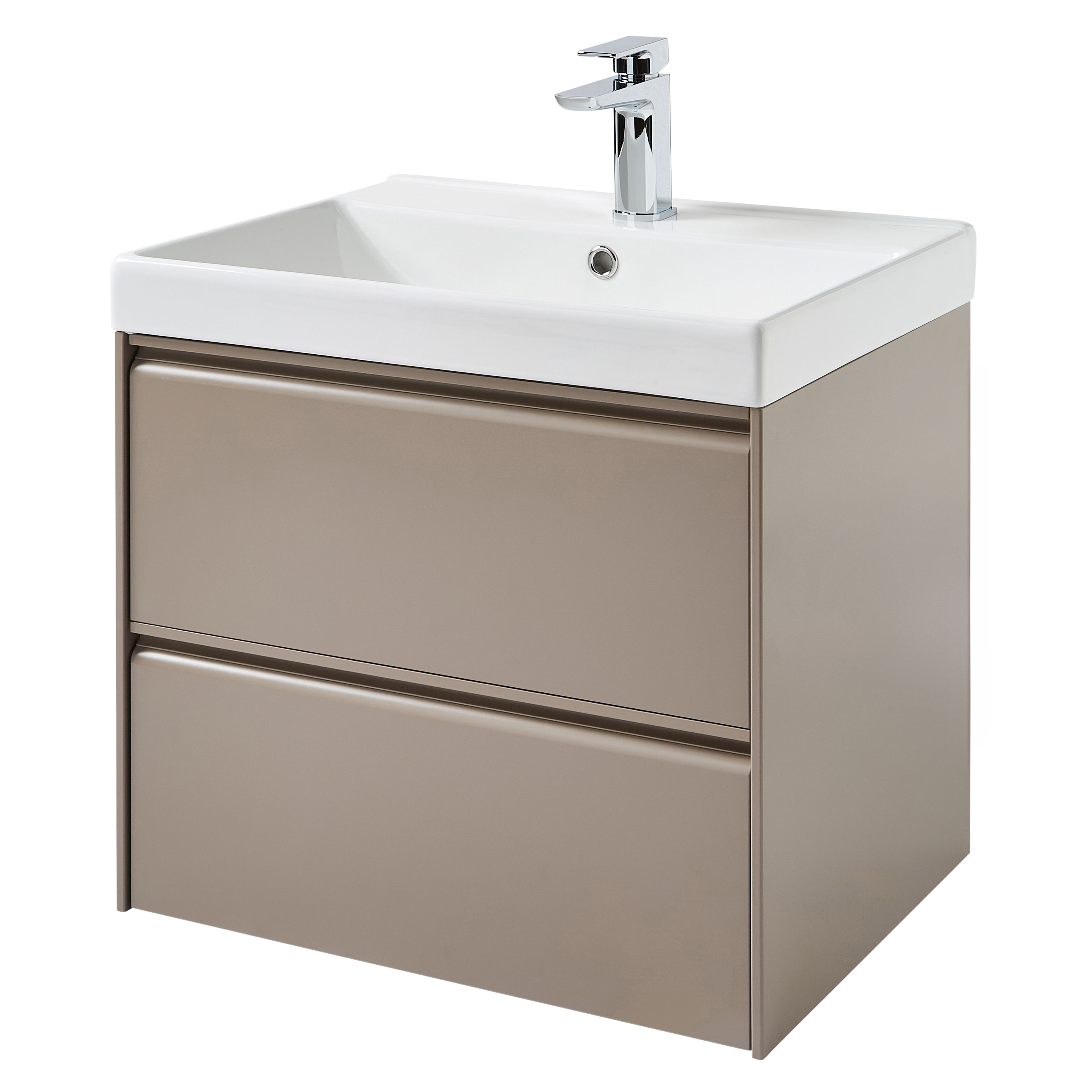 Kartell K-Vit Moon Wall Mounted 2 Drawer Bathroom Vanity Unit Matt Cocoa 600mm - MOON600WM-C