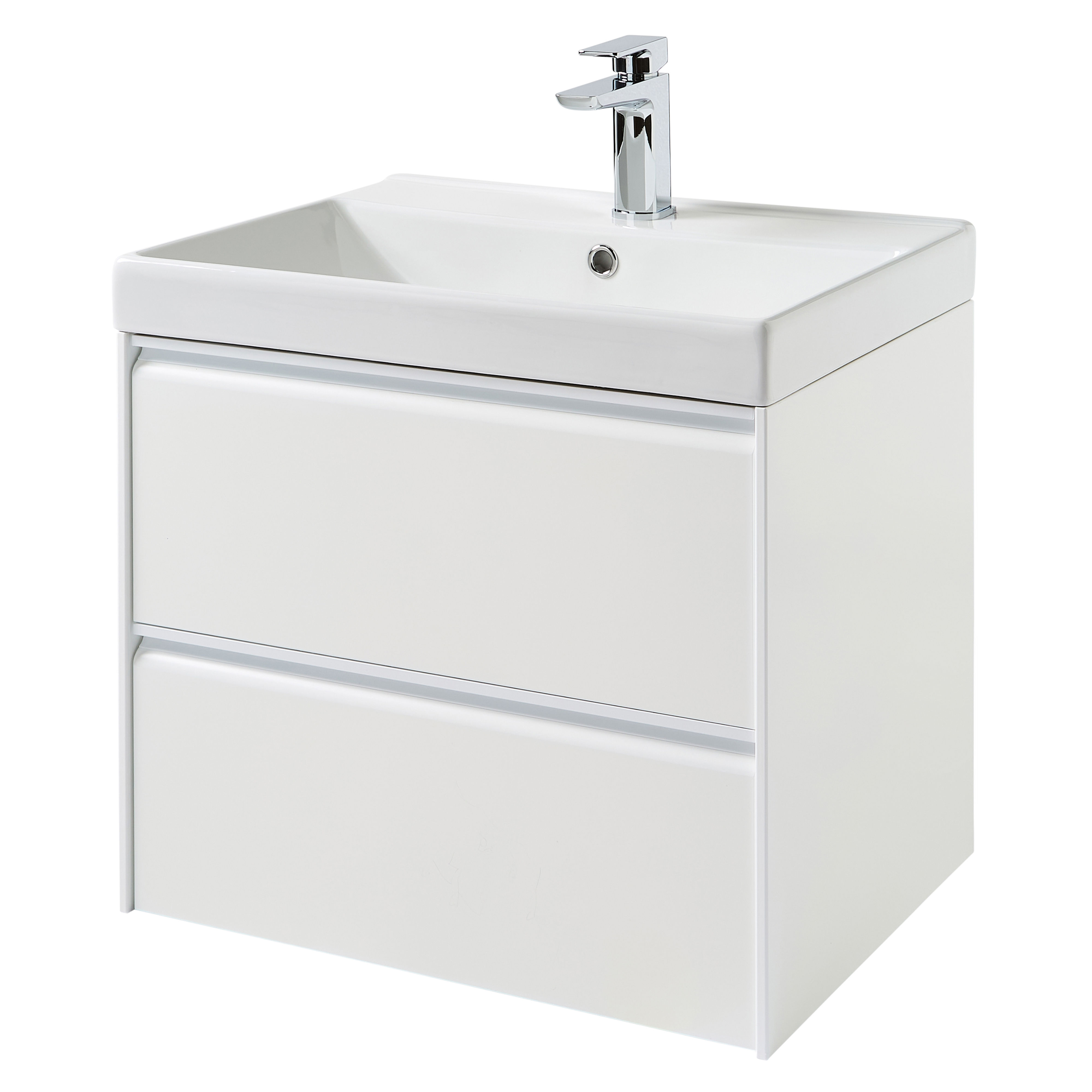 Kartell K-Vit Moon Wall Mounted 2 Drawer Bathroom Vanity Unit Matt White 600mm - MOON600WM-W