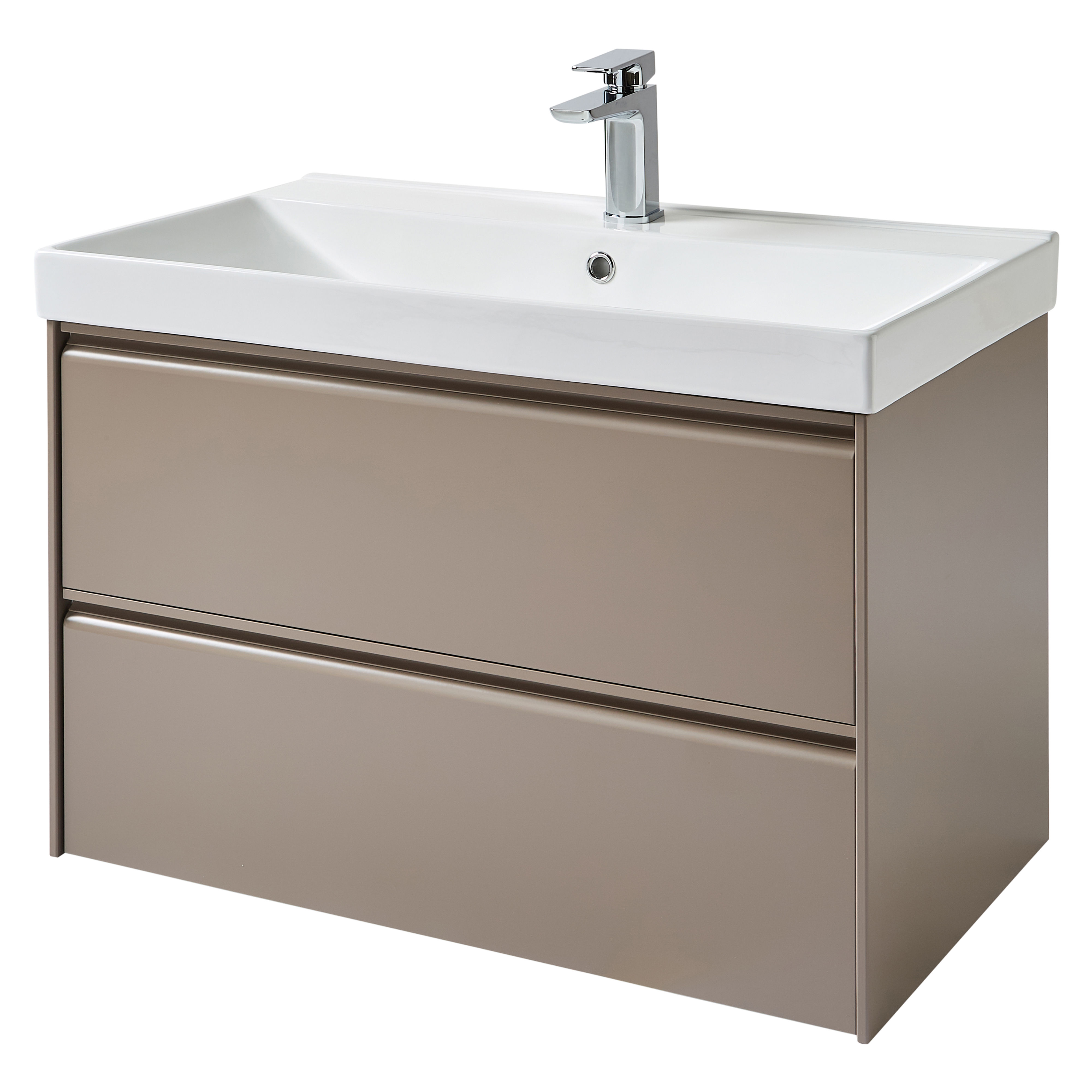 Kartell K-Vit Moon Wall Mounted 2 Drawer Bathroom Vanity Unit Matt Cocoa 800mm - MOON800WM-C