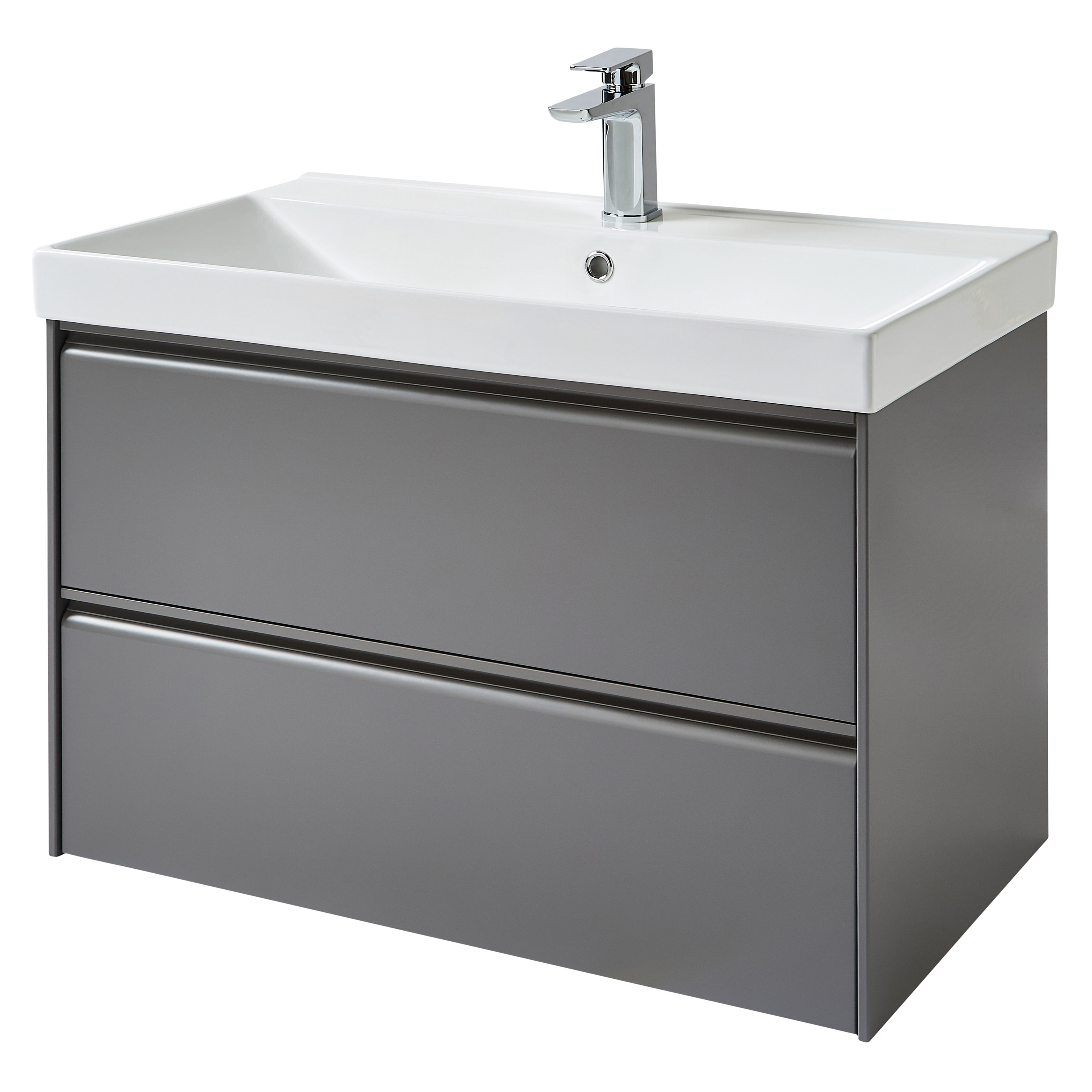 Kartell K-Vit Moon Wall Mounted 2 Drawer Bathroom Vanity Unit Matt Grey 800mm - MOON800WM-G