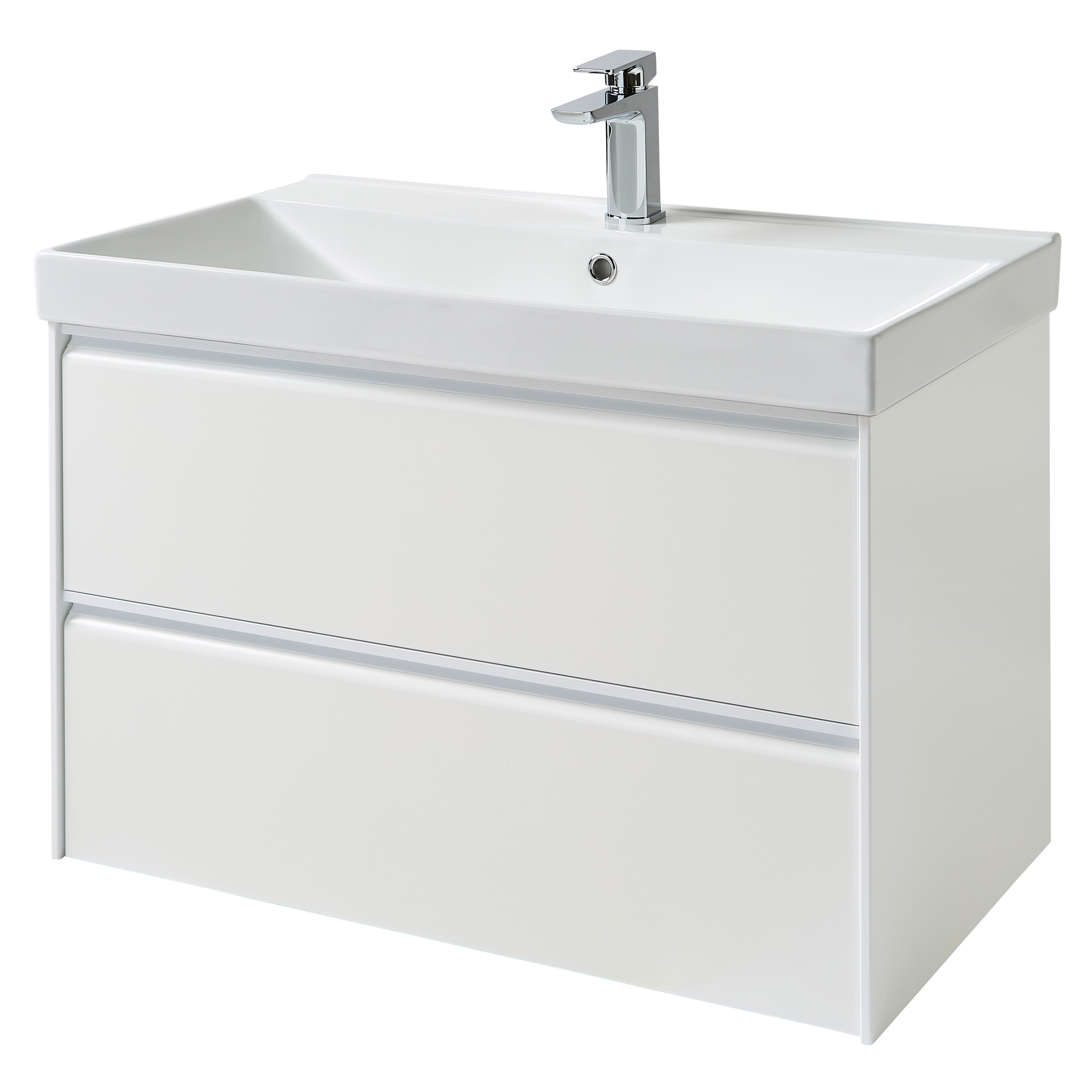 Kartell K-Vit Moon Wall Mounted 2 Drawer Bathroom Vanity Unit Matt White 800mm - MOON800WM-W