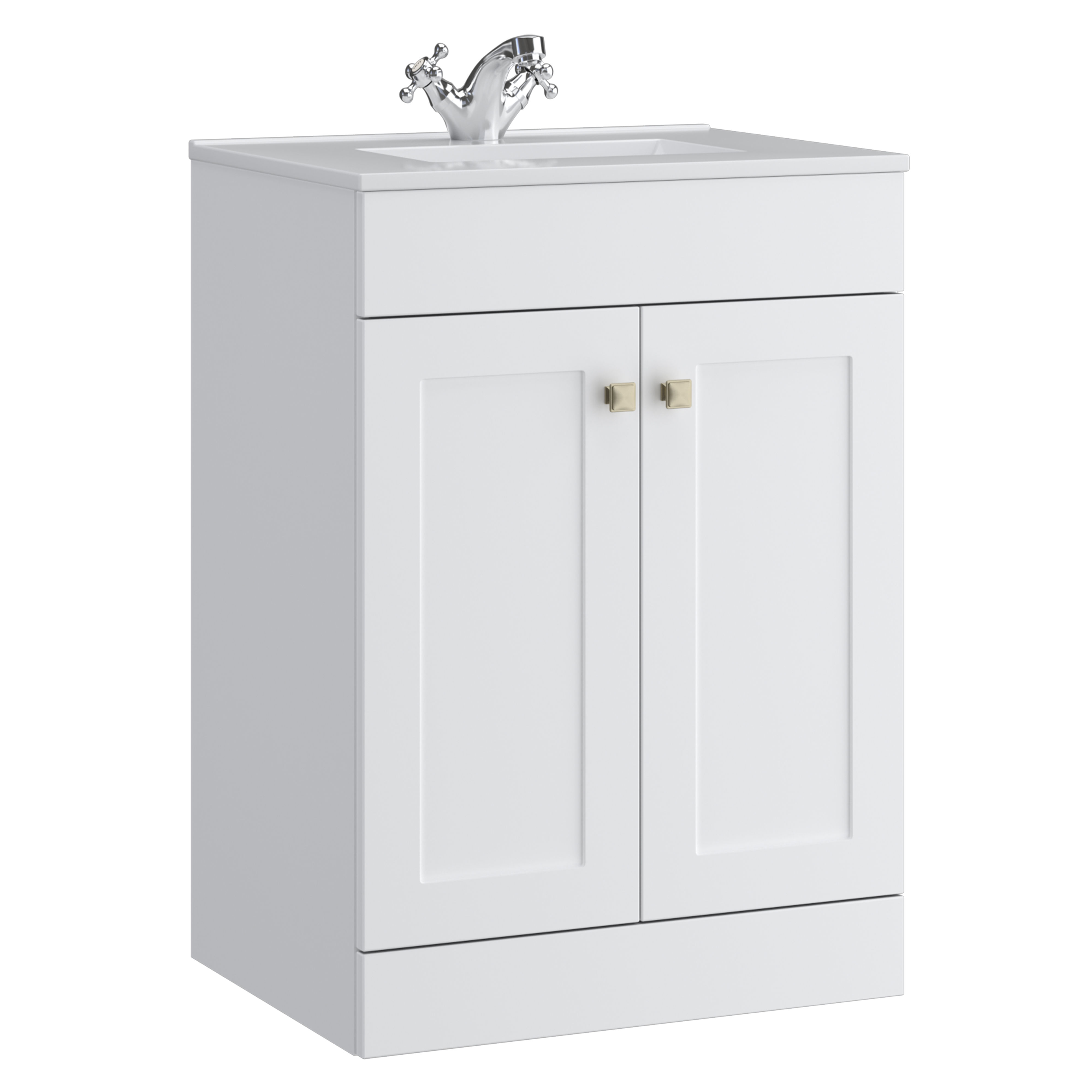 Kartell K-Vit Sanctuary Floor Standing 2 Door Bathroom Vanity Unit Matt White 500mm - SAN500FSDO-SW