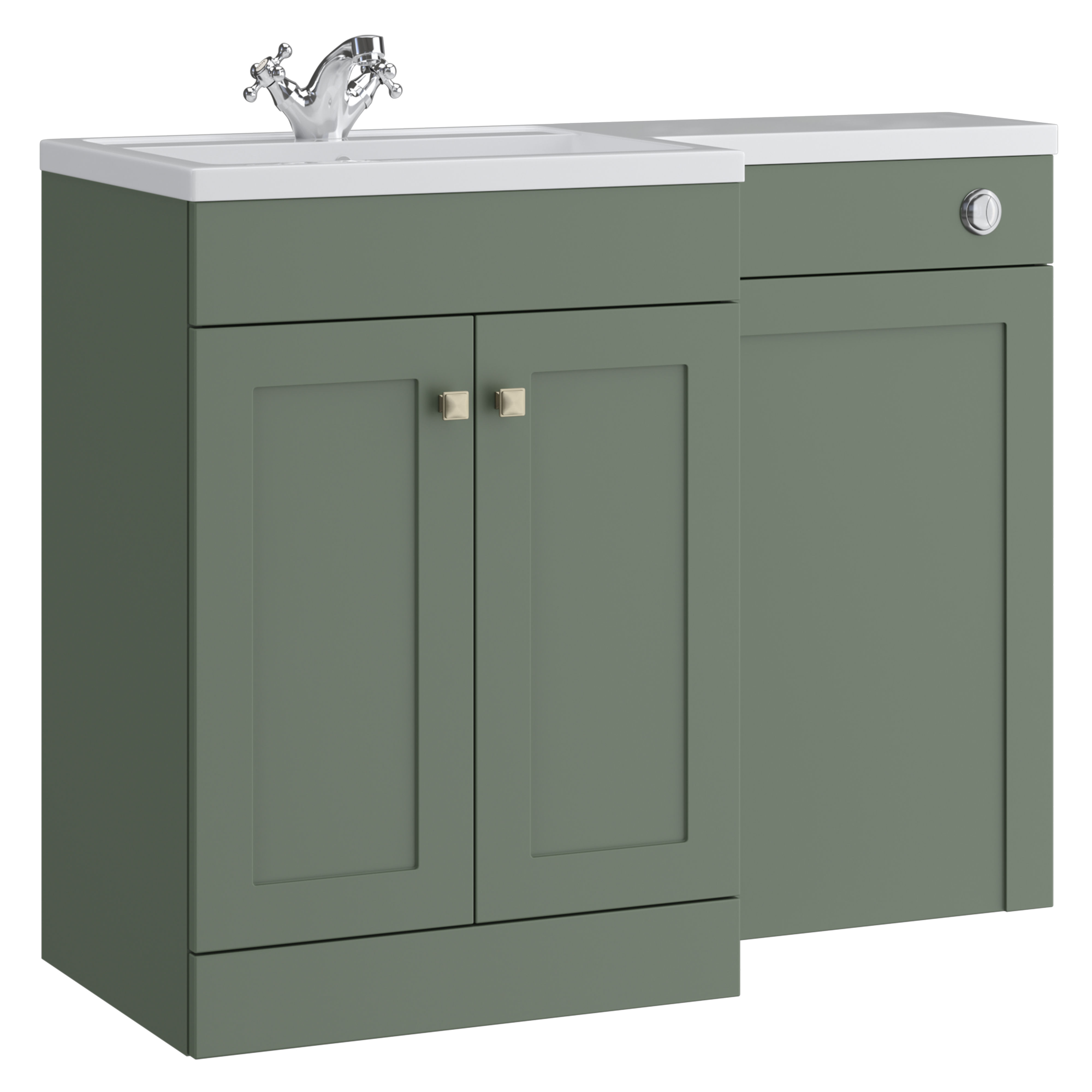 Kartell K-Vit Sanctuary L-Shaped WC Unit Corymbia Green 500mm - SANLSWC-CG