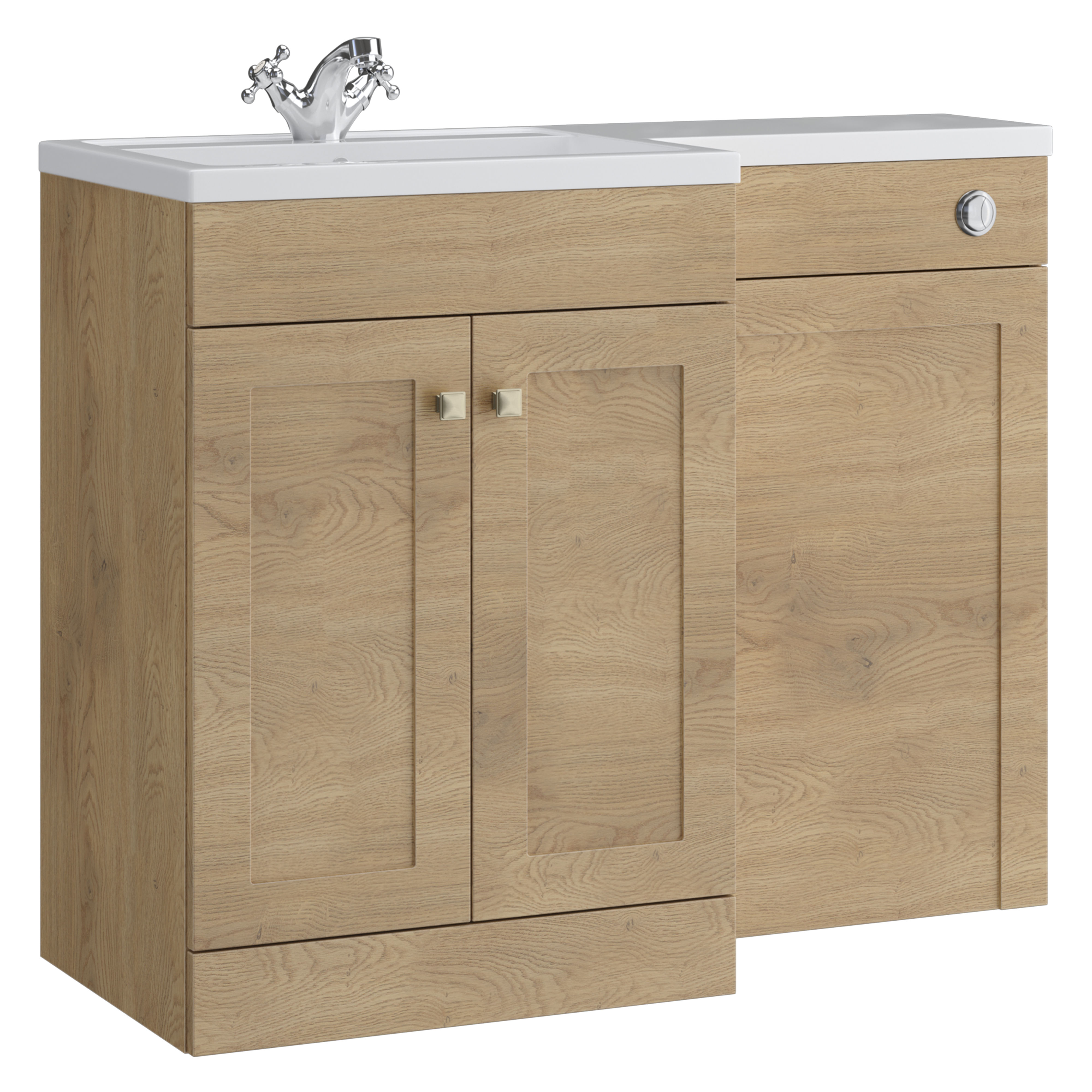 Kartell K-Vit Sanctuary L-Shaped WC Unit Torro Oak 500mm - SANLSWC-TO