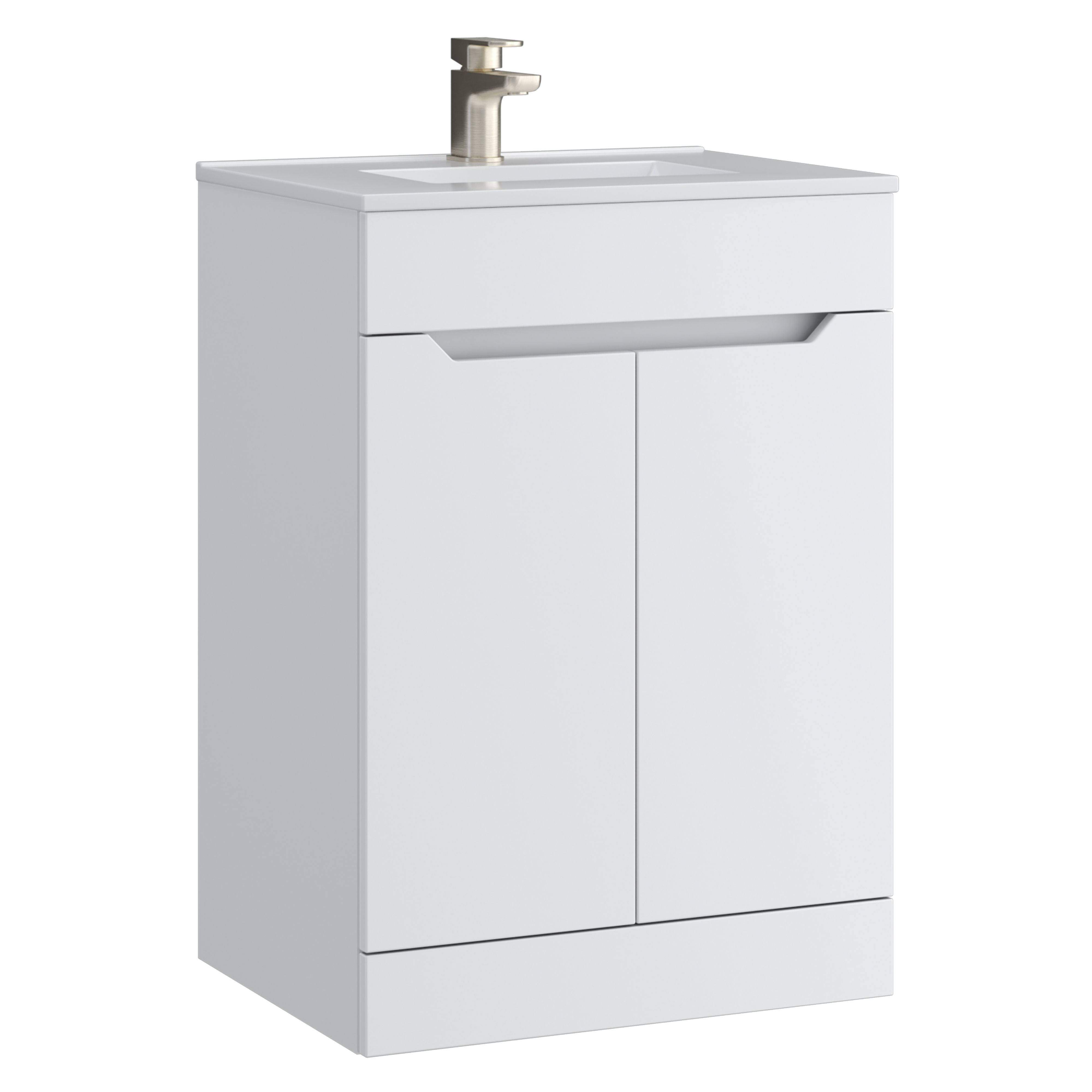 Kartell K-Vit Urban Floor Standing 2 Door Bathroom Vanity Unit Matt White 500mm - URB500FSDO-SW