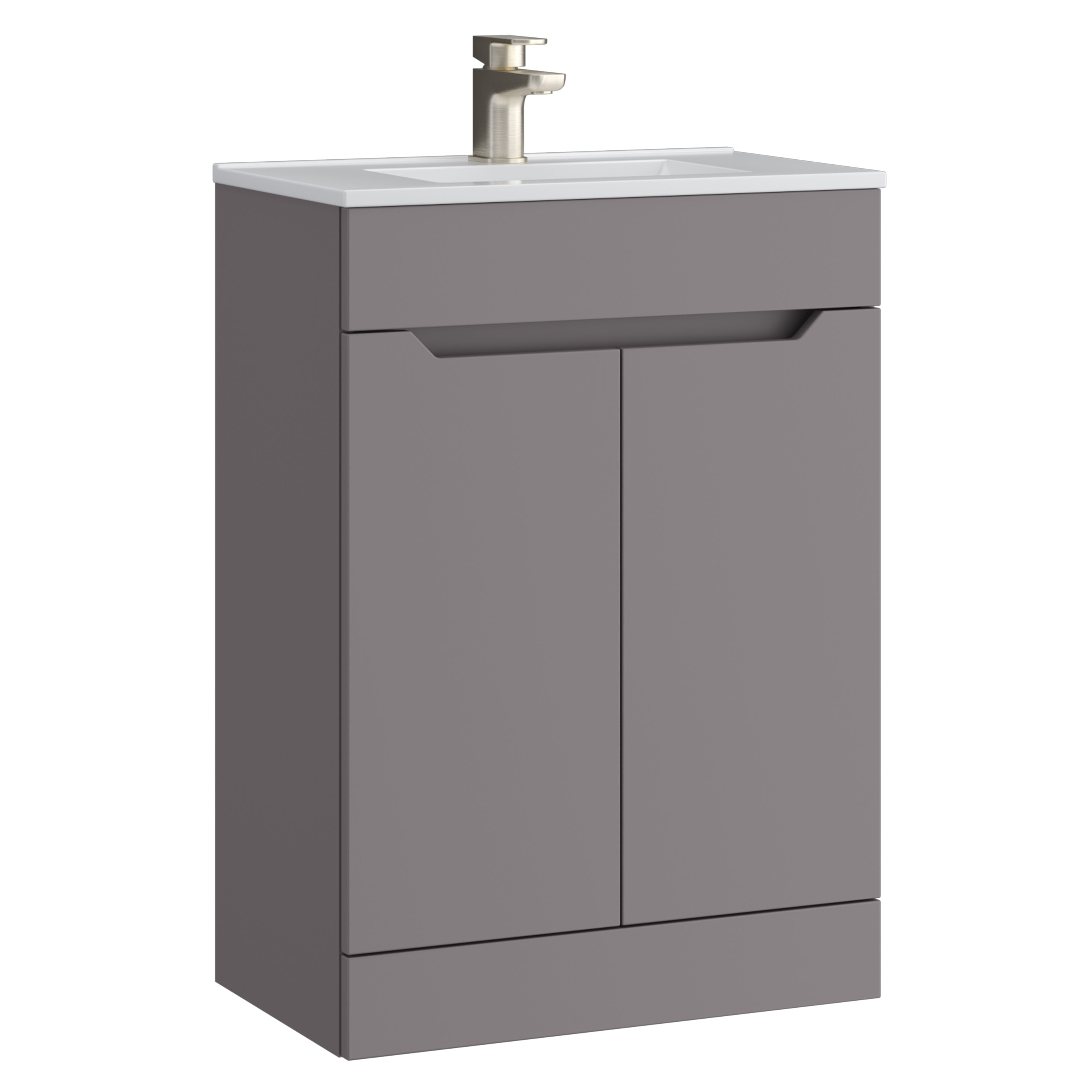 Kartell K-Vit Urban Floor Standing 2 Door Bathroom Vanity Unit Slate Grey 600mm - URB600FSDO-SG
