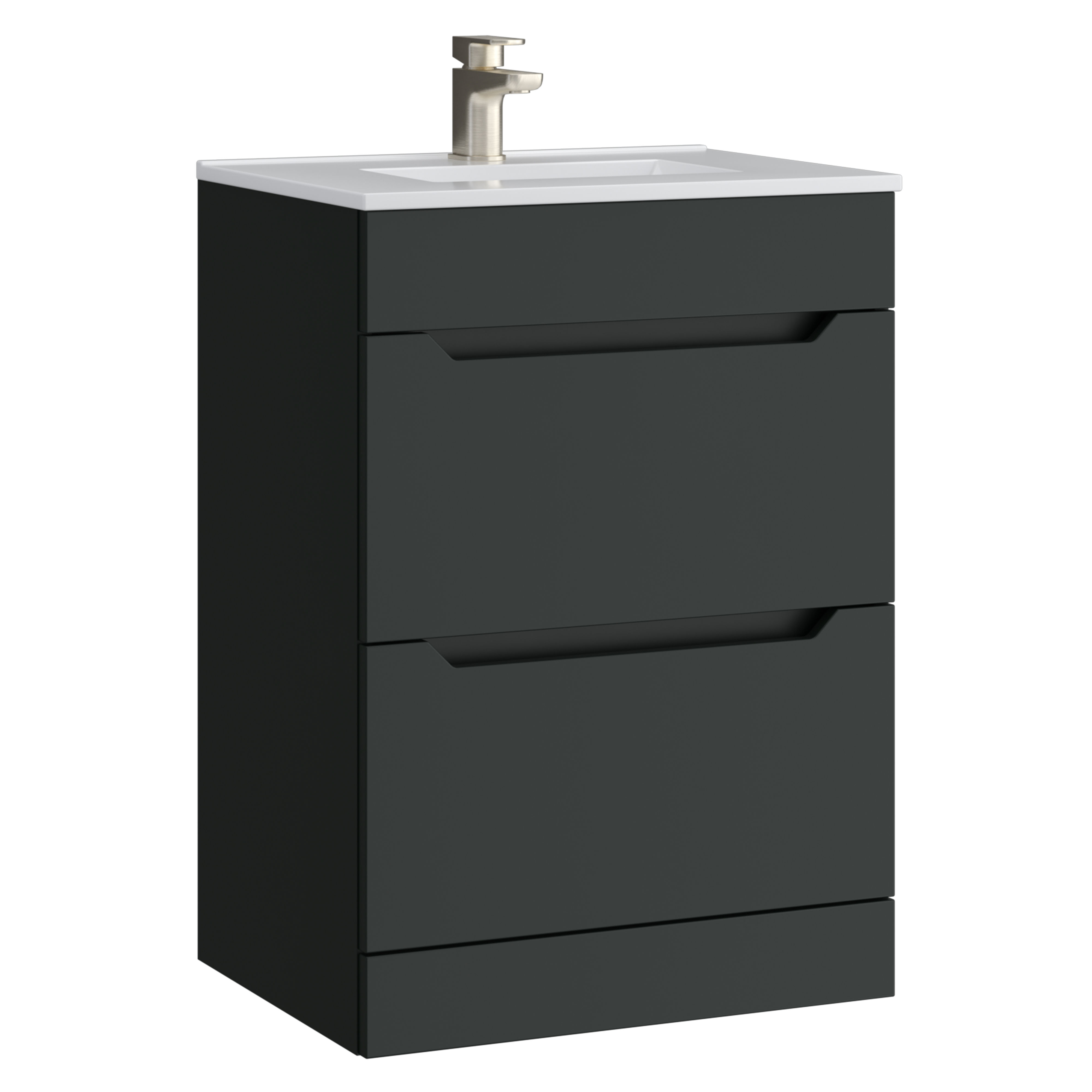 Kartell K-Vit Urban Floor Standing 2 Drawer Bathroom Vanity Unit Anthracite 600mm - URB600FSDR-MA