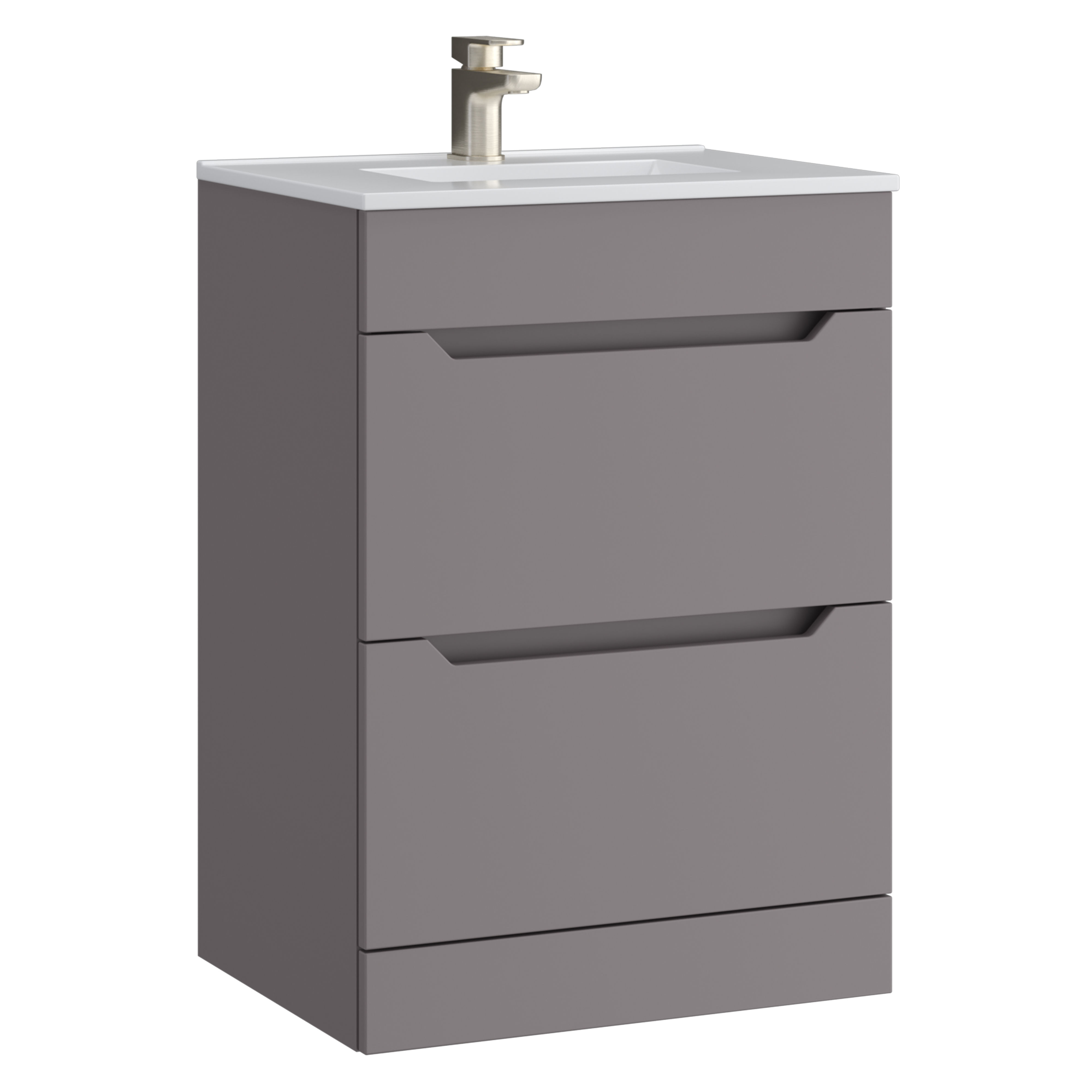 Kartell K-Vit Urban Floor Standing 2 Drawer Bathroom Vanity Unit Slate Grey 600mm - URB600FSDR-SG