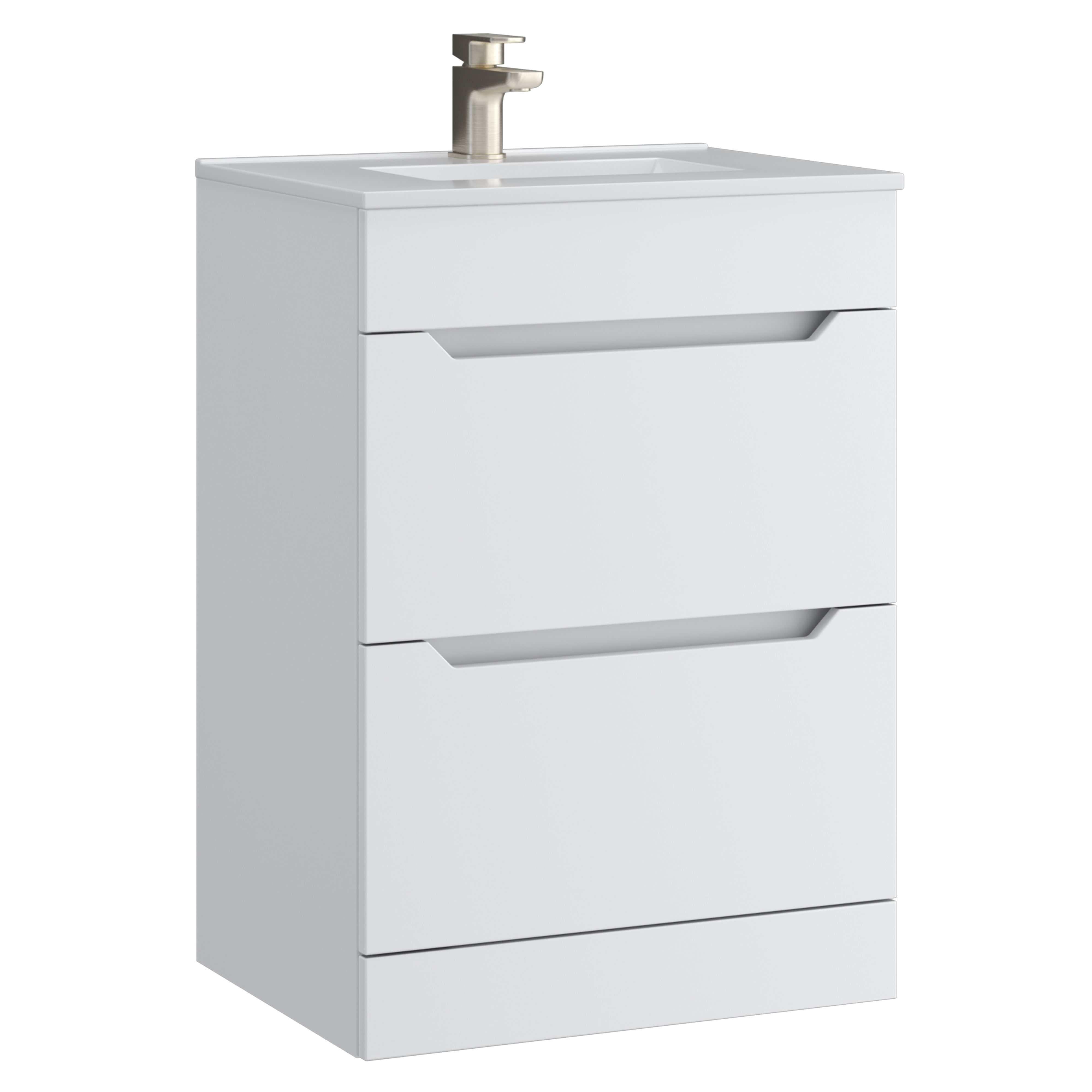Kartell K-Vit Urban Floor Standing 2 Drawer Bathroom Vanity Unit Matt White 600mm - URB600FSDR-SW