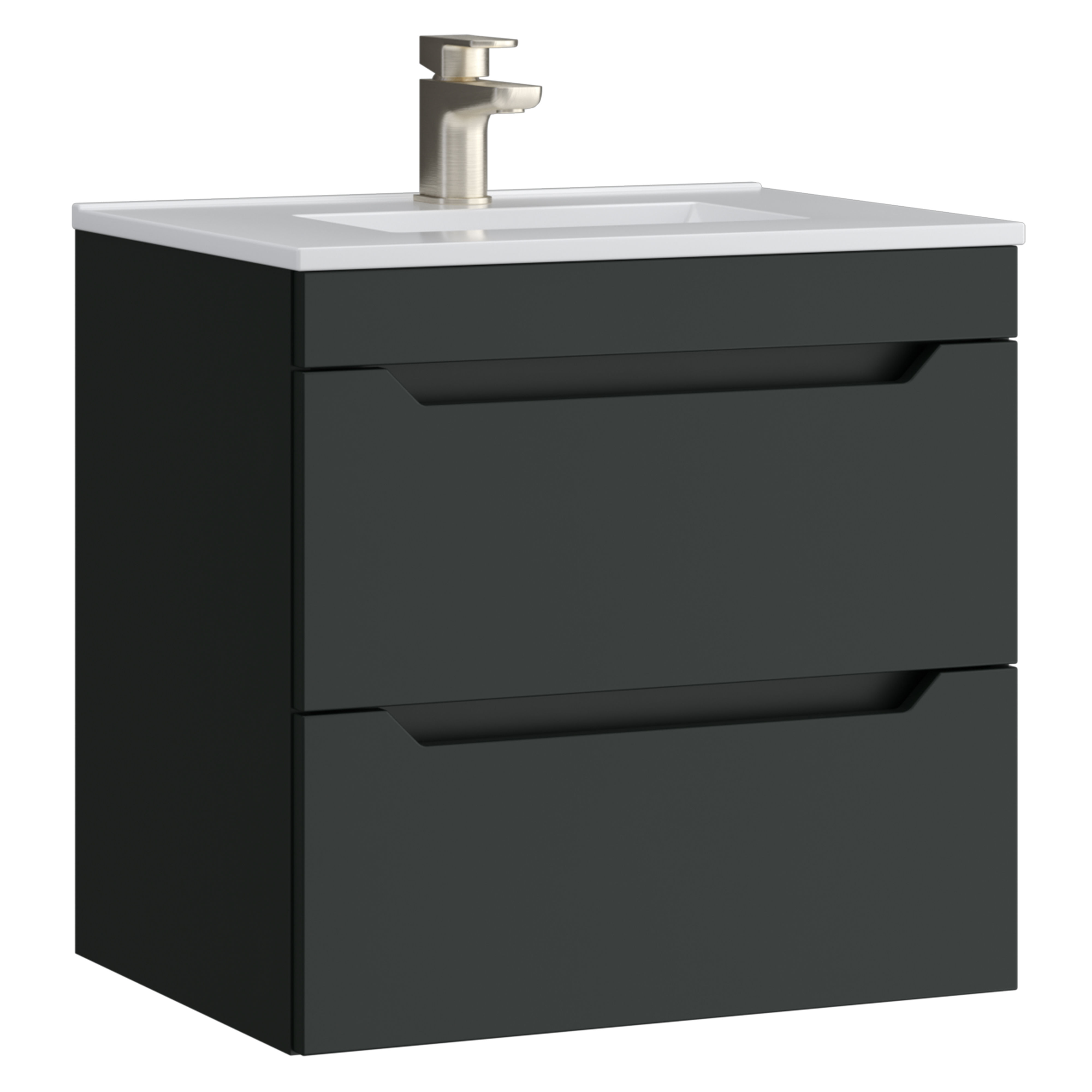 Kartell K-Vit Urban Wall Mounted 2 Drawer Bathroom Vanity Unit Anthracite 600mm - URB600WMDR-MA