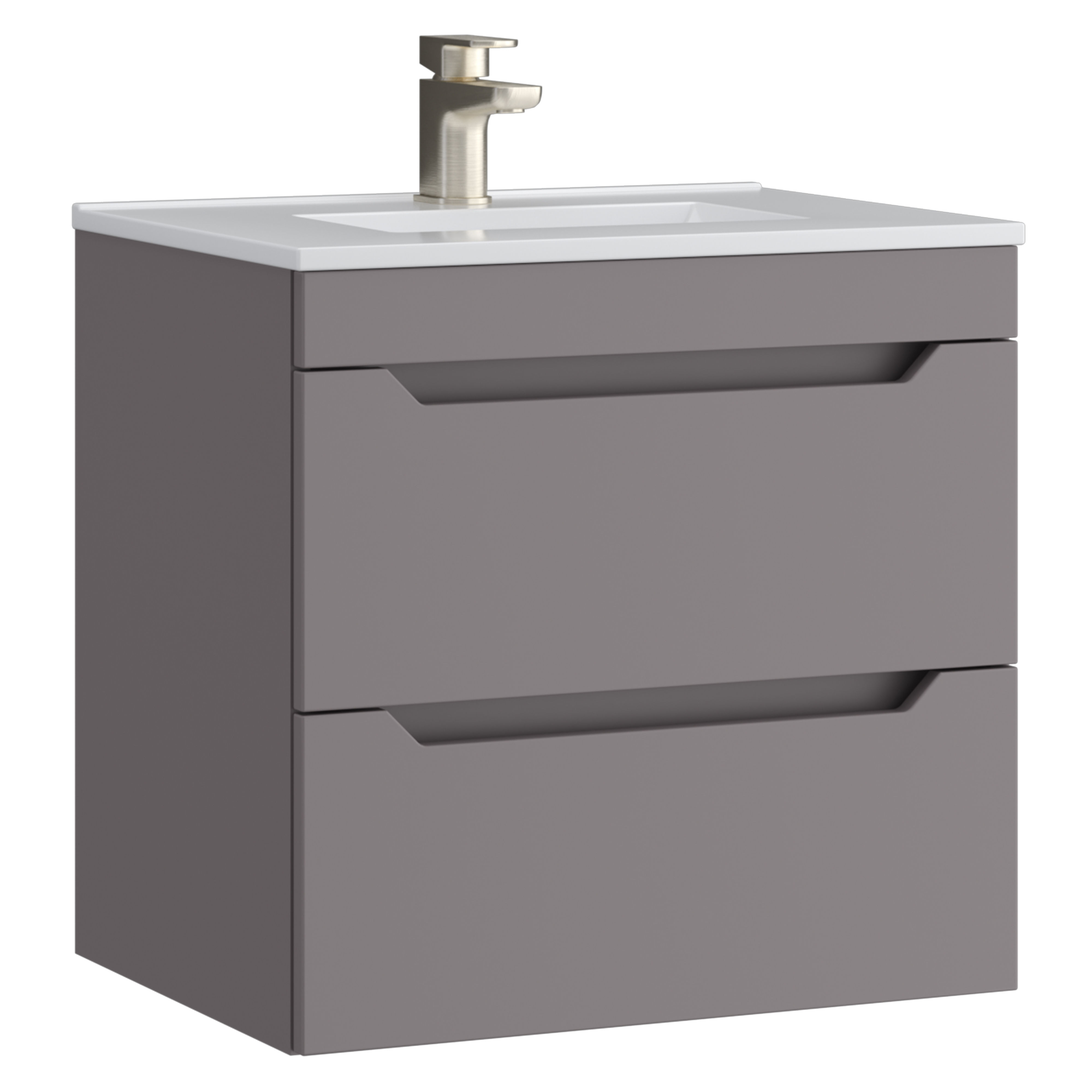 Kartell K-Vit Urban Wall Mounted 2 Drawer Bathroom Vanity Unit Slate Grey 600mm - URB600WMDR-SG