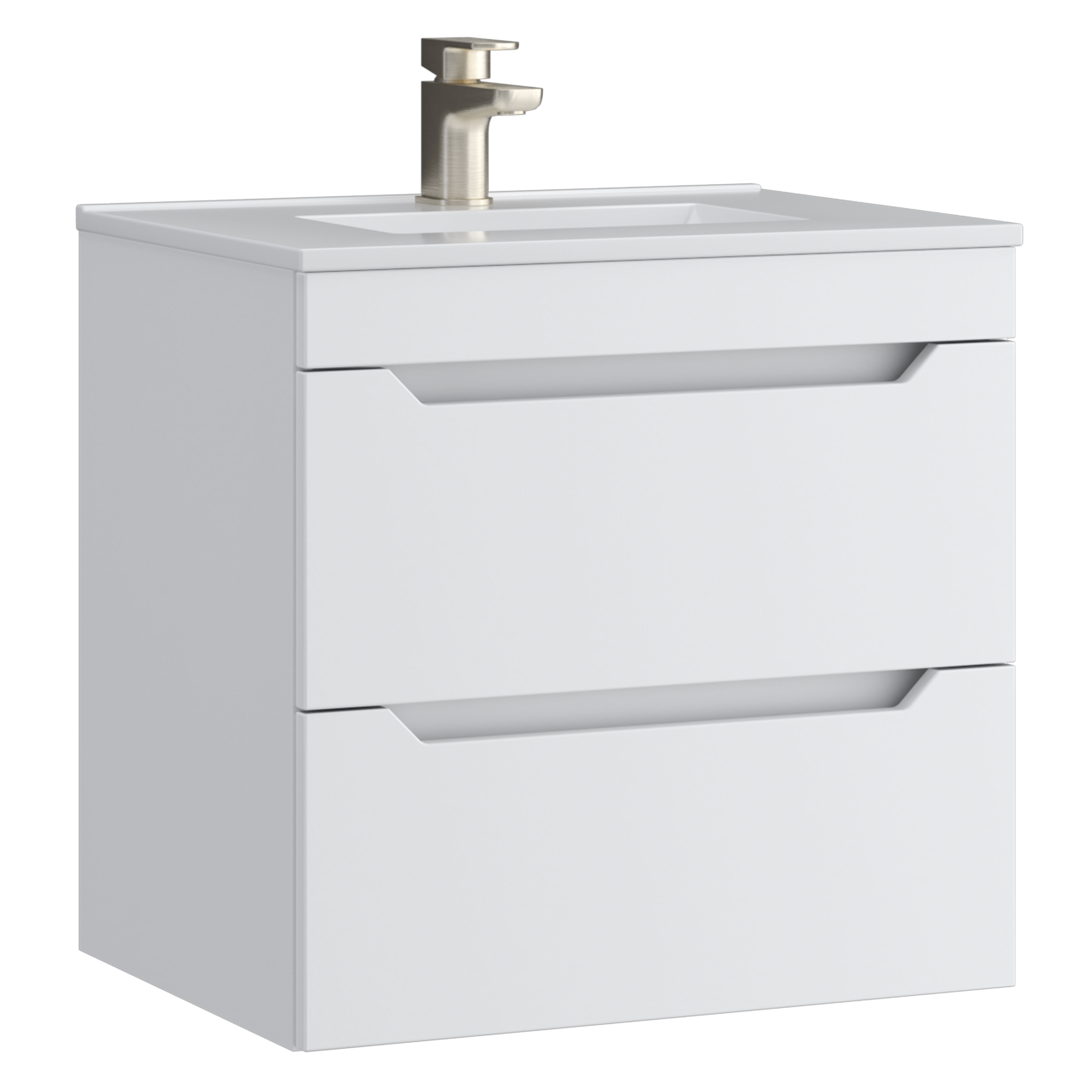 Kartell K-Vit Urban Wall Mounted 2 Drawer Bathroom Vanity Unit Matt White 600mm - URB600WMDR-SW