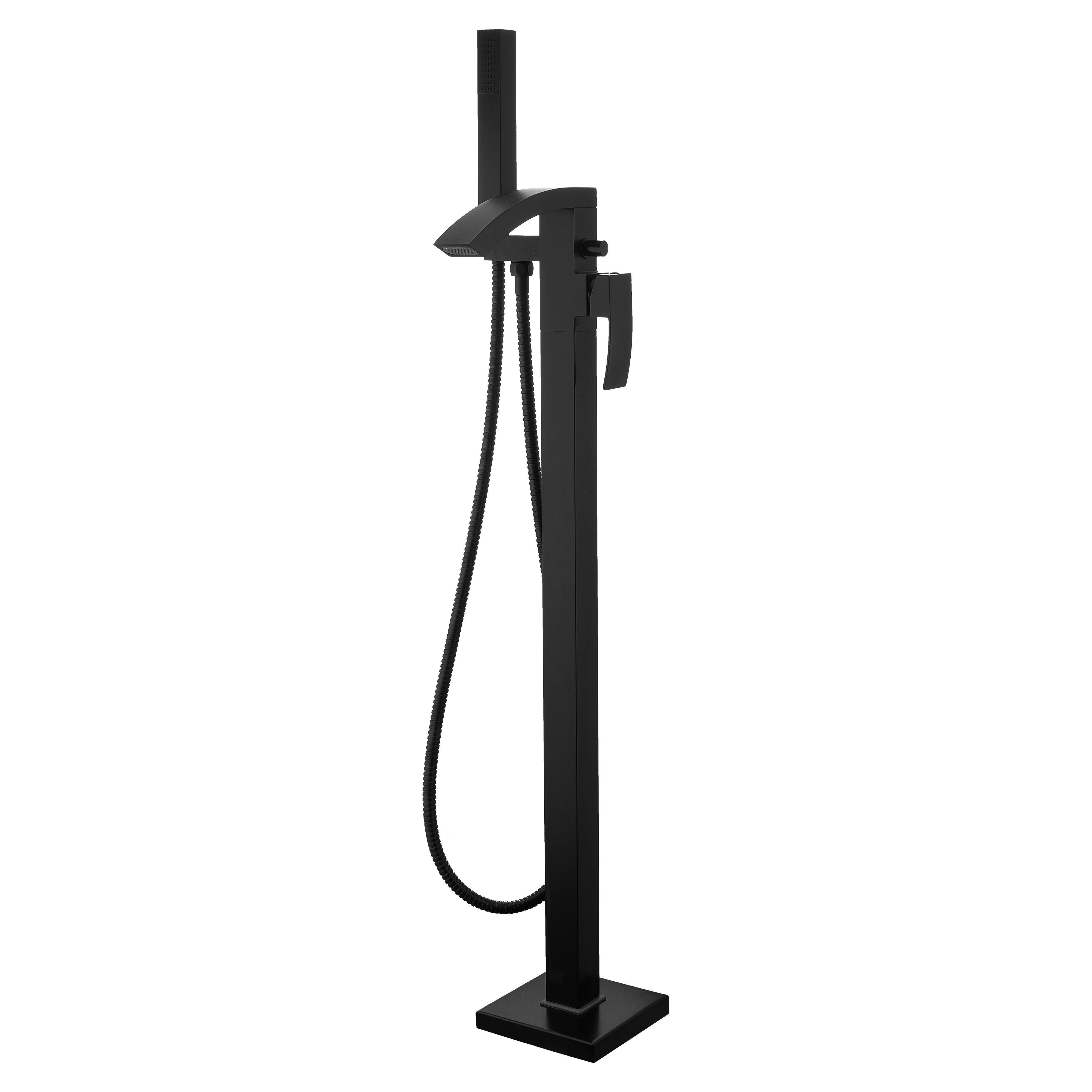 Kartell K-Vit Fiuto Nero Freestanding Bath Shower Mixer Tap Black - TAP122FI