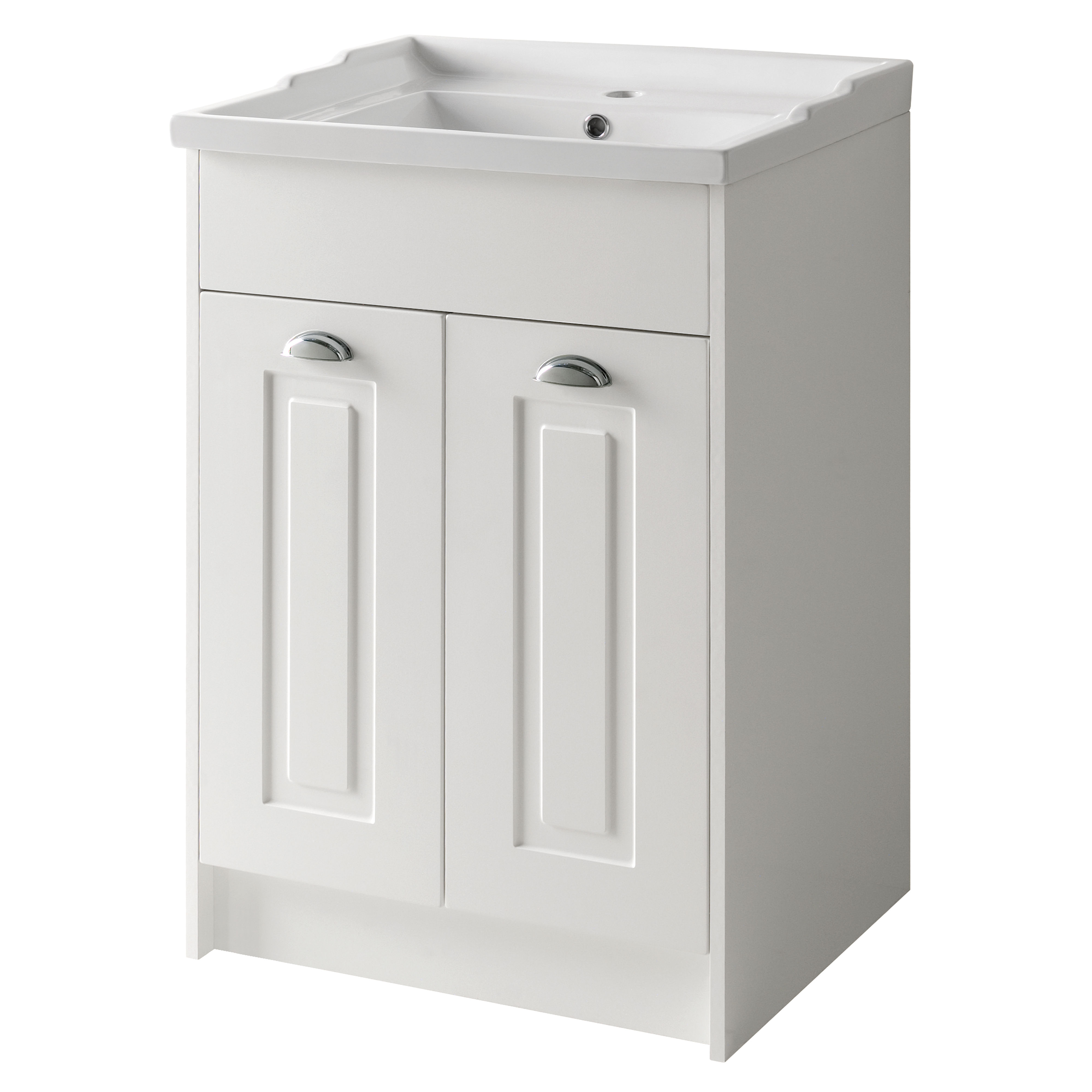 Kartell K-Vit Astley Floor Standing 2 Door Bathroom Vanity Unit Matt White 600mm - FUR500AS