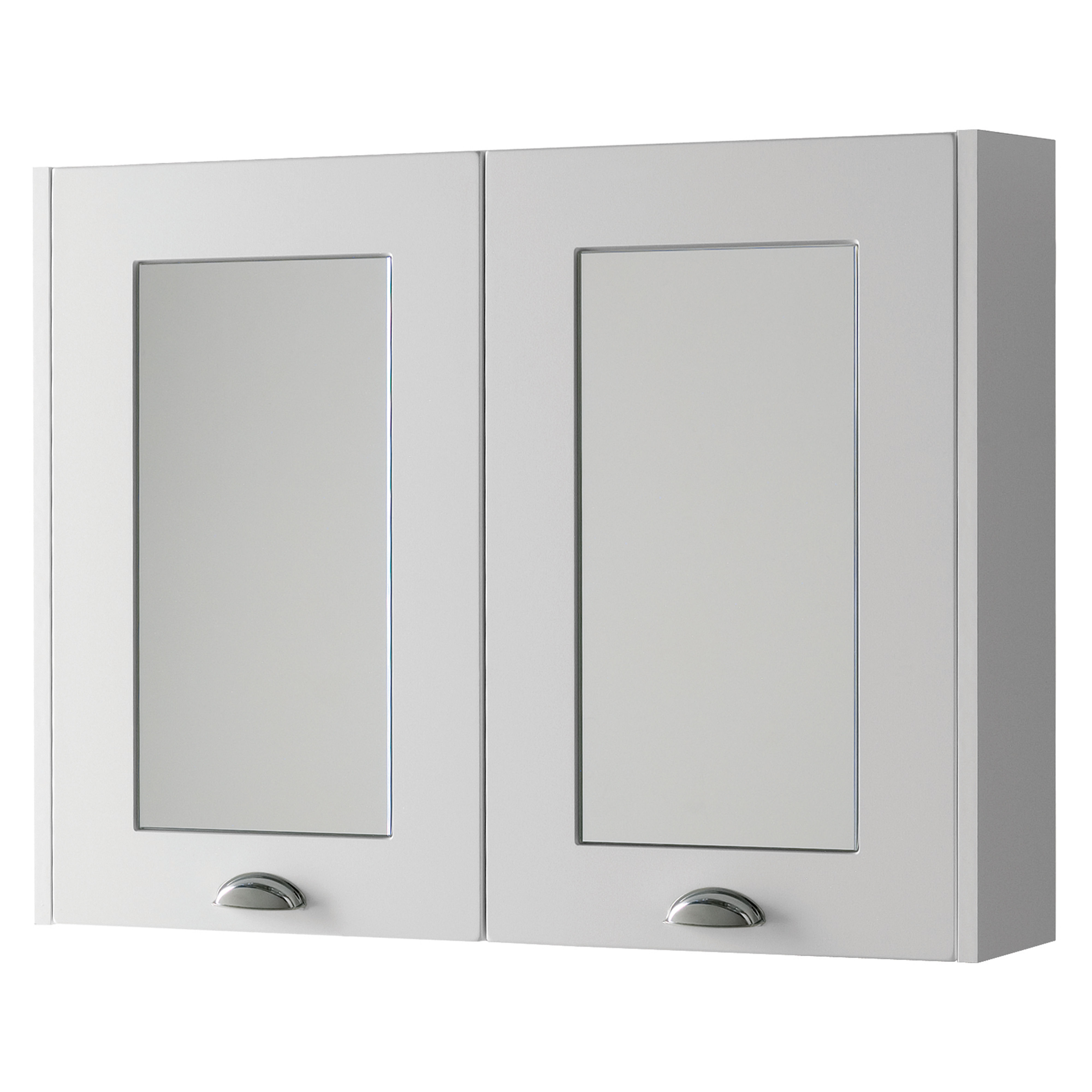 Kartell K-Vit Astley Mirrored Bathroom Cabinet Matt White 800mm - FUR505AS