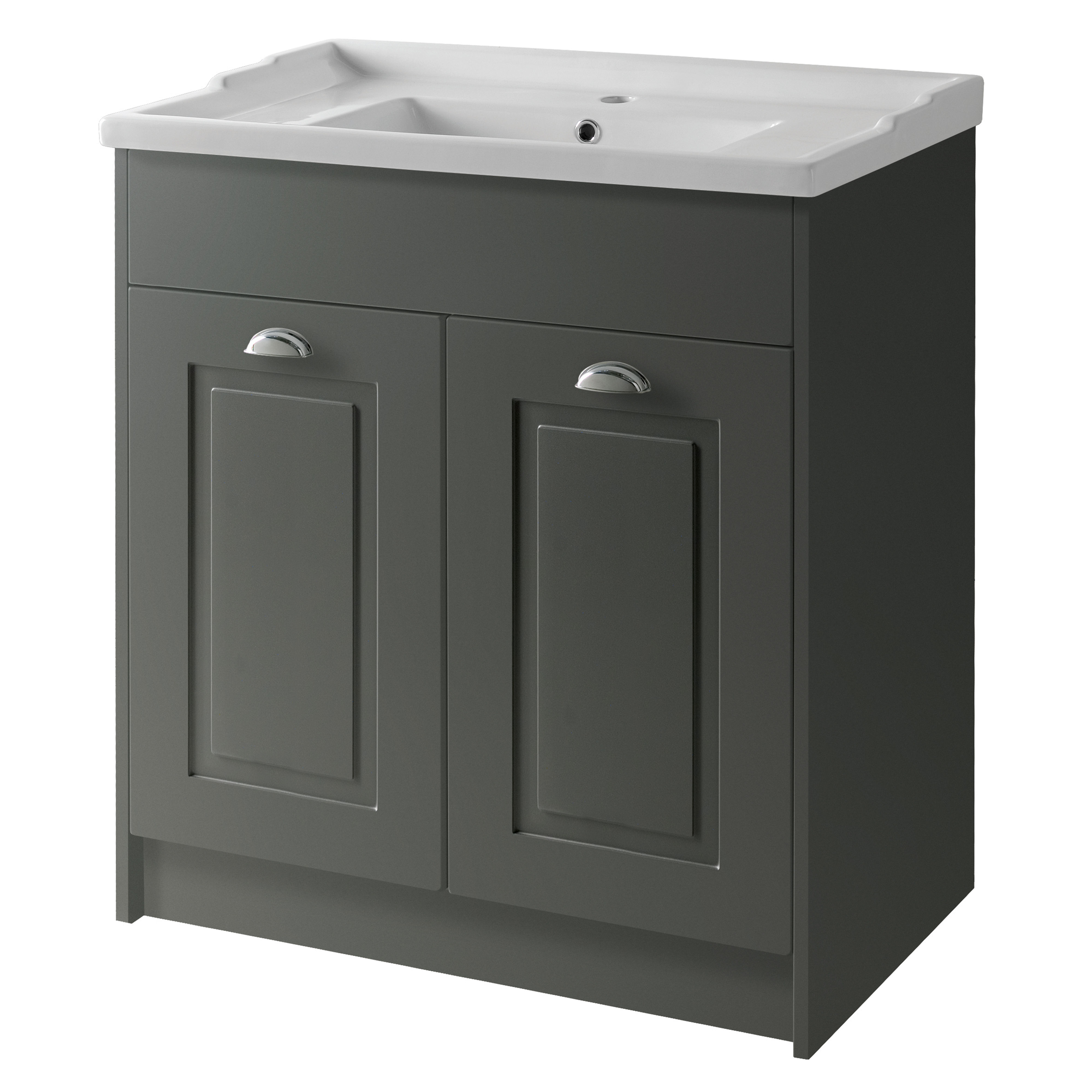 Kartell K-Vit Astley Floor Standing 2 Door Bathroom Vanity Unit Matt Grey 800mm - FUR521AS