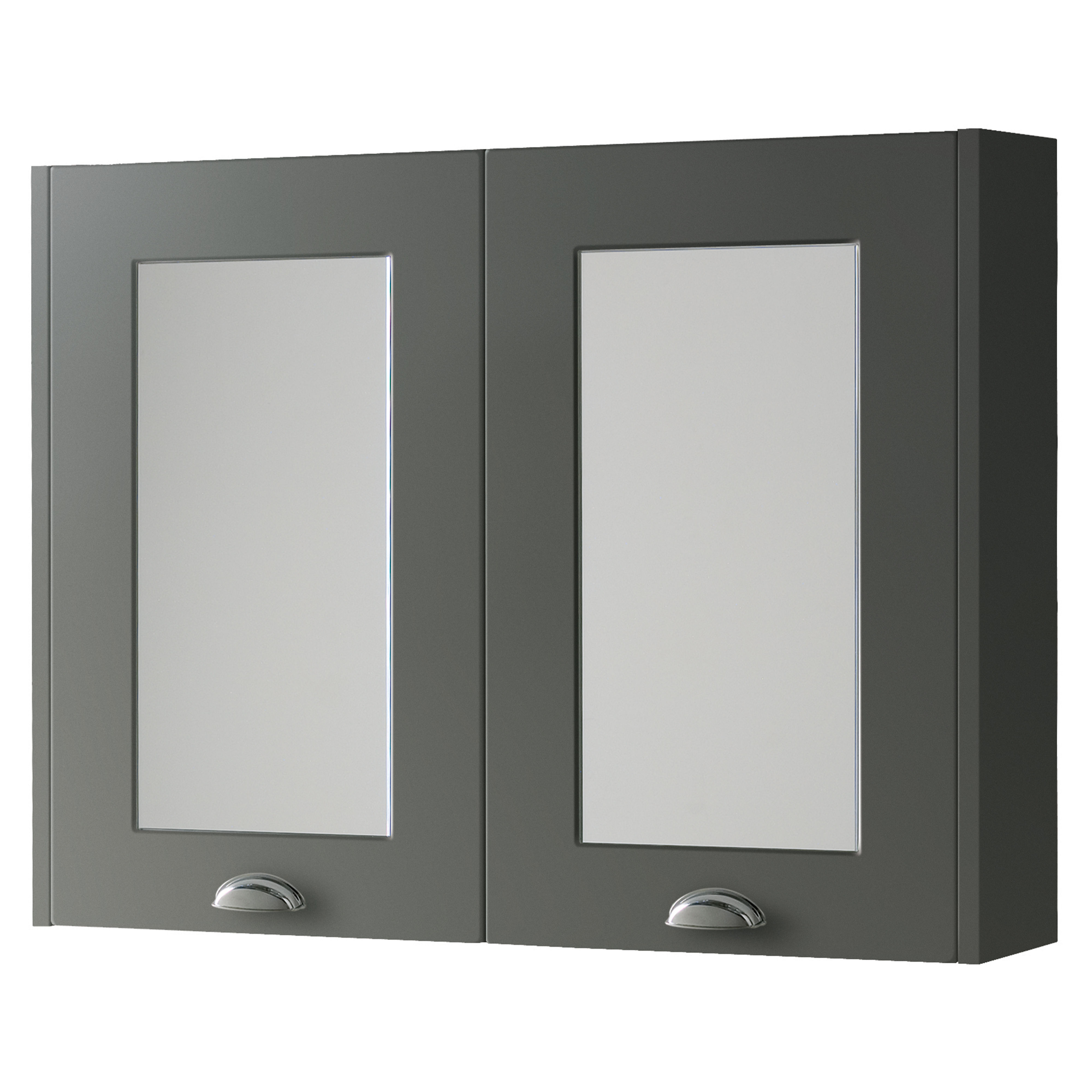 Kartell K-Vit Astley Mirrored Bathroom Cabinet Matt Grey 800mm - FUR525AS