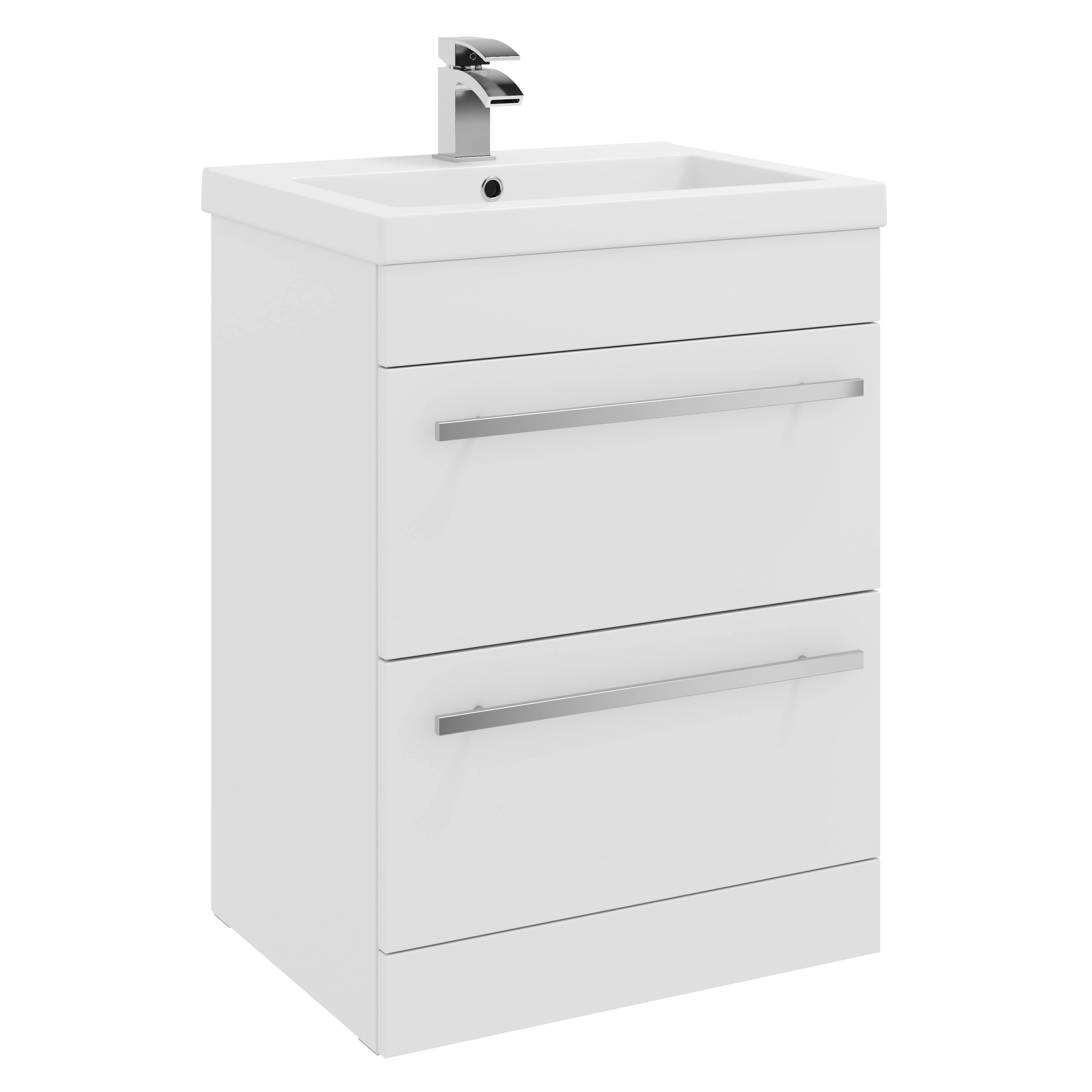Kartell K-Vit Purity Floor Standing 2 Drawer Bathroom Vanity Unit White 600mm - FUR008PU