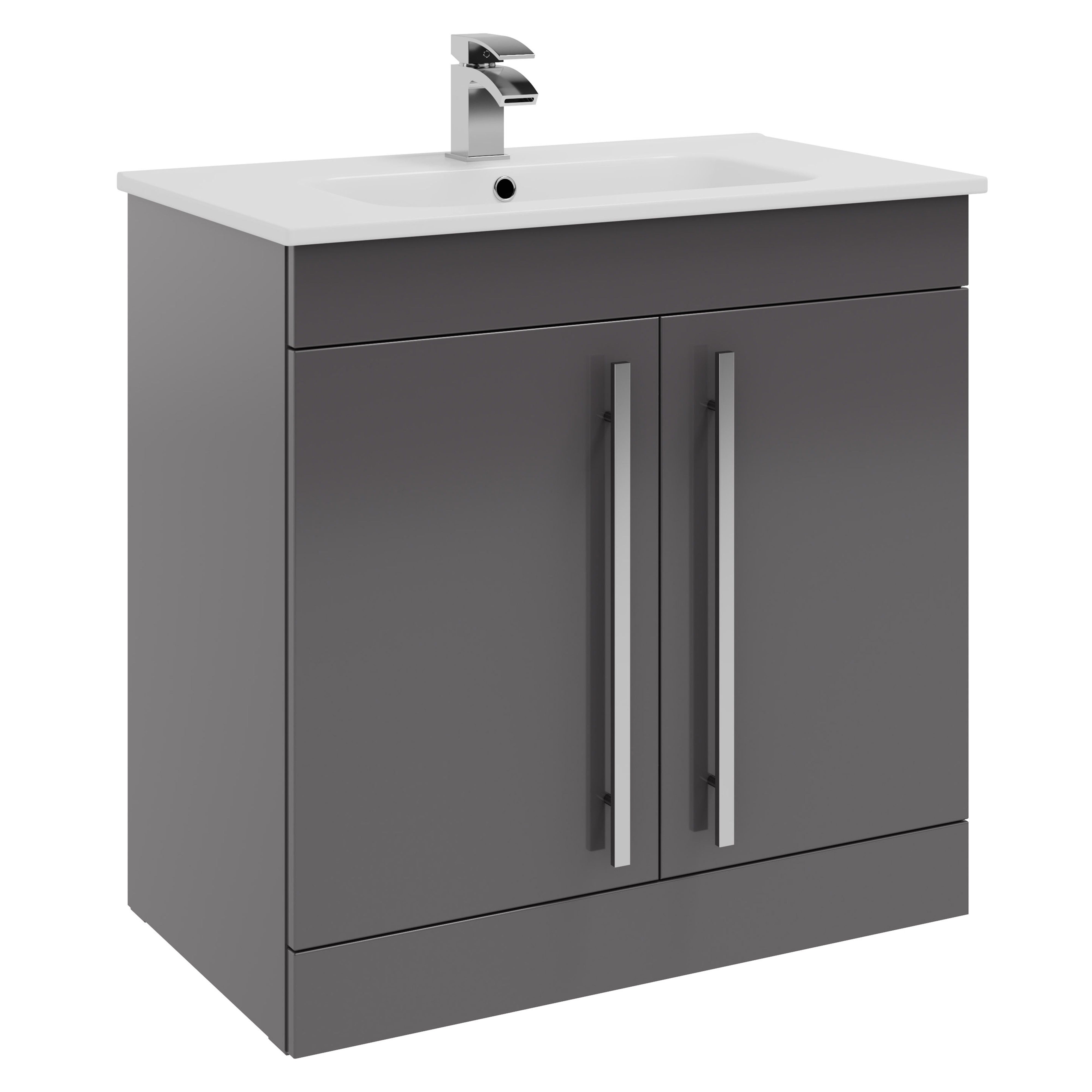 Kartell K-Vit Purity Floor Standing 2 Door Bathroom Vanity Unit Storm Grey 800mm - FUR042PU