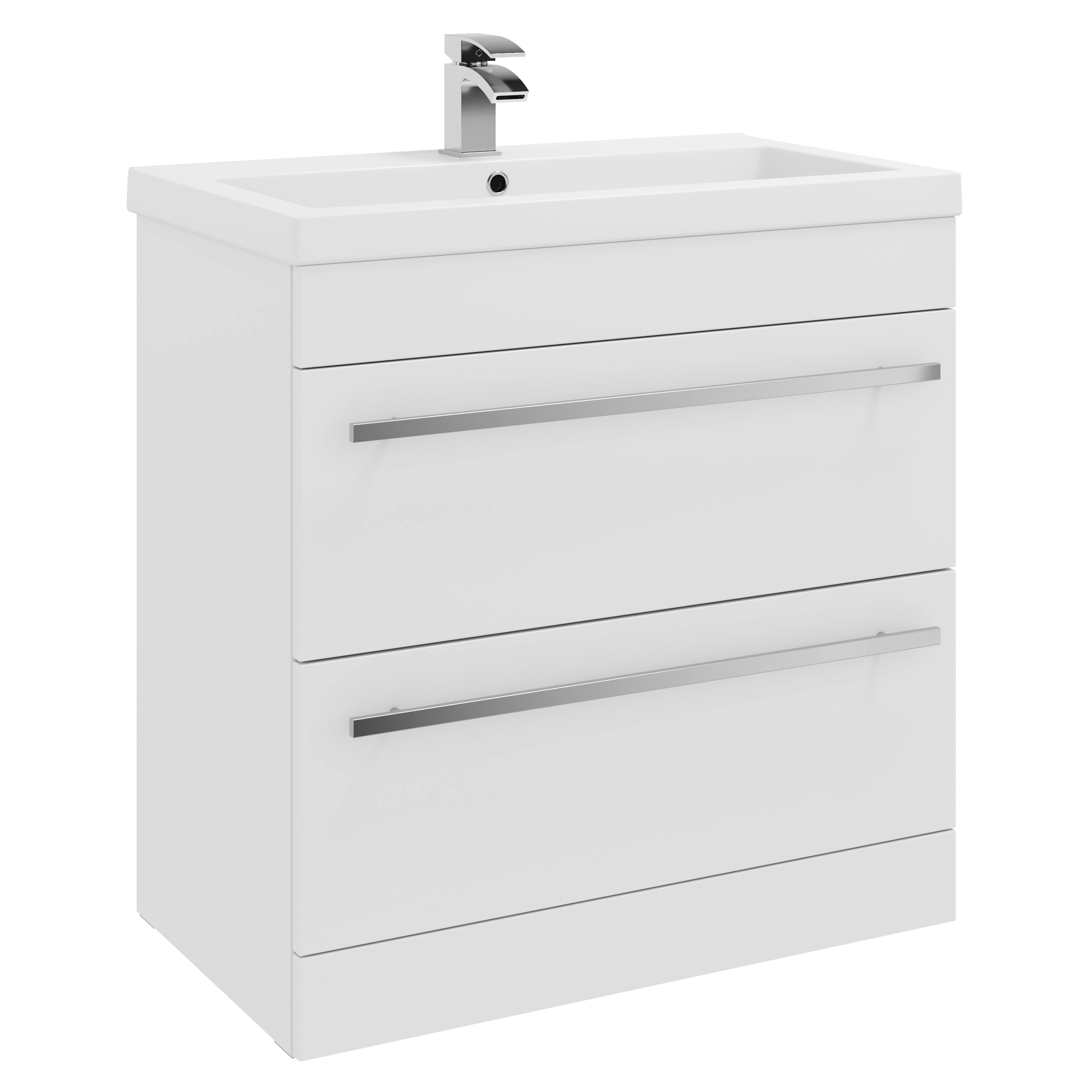 Kartell K-Vit Purity Floor Standing 2 Drawer Bathroom Vanity Unit White 800mm - FUR045PU