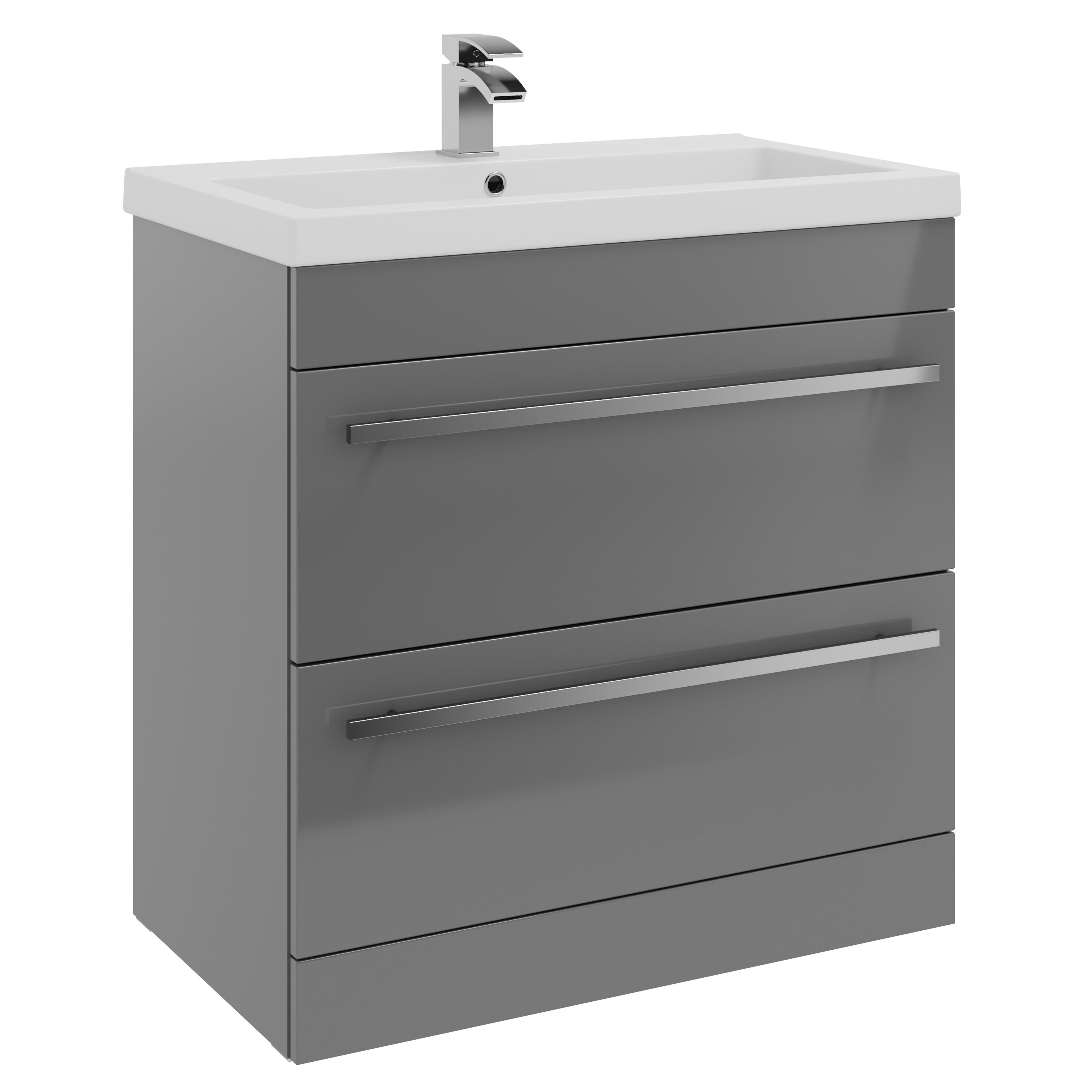 Kartell K-Vit Purity Floor Standing 2 Drawer Bathroom Vanity Unit Storm Grey 800mm - FUR047PU
