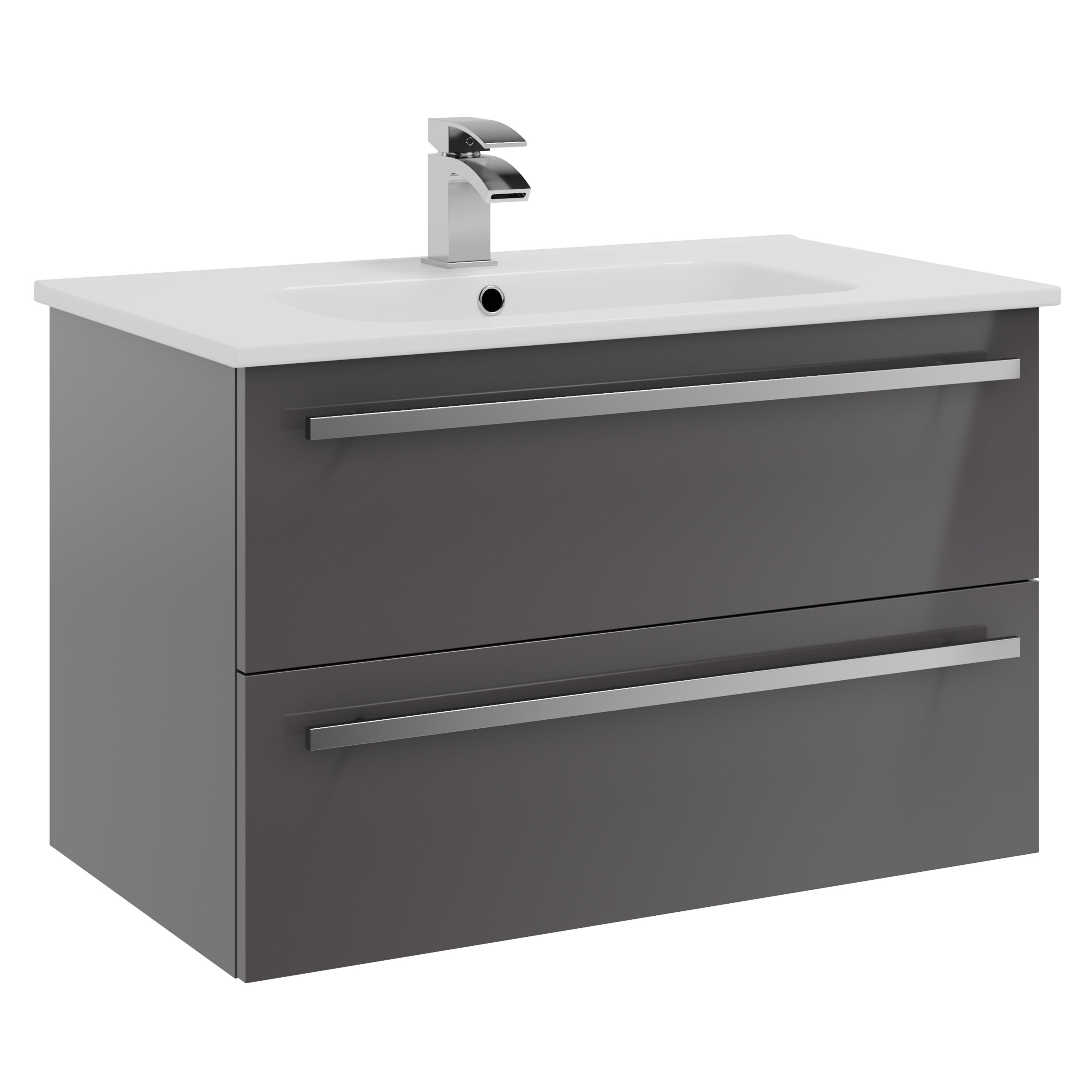 Kartell K-Vit Purity Wall Mounted 2 Drawer Bathroom Vanity Unit Storm Grey 800mm - FUR056PU
