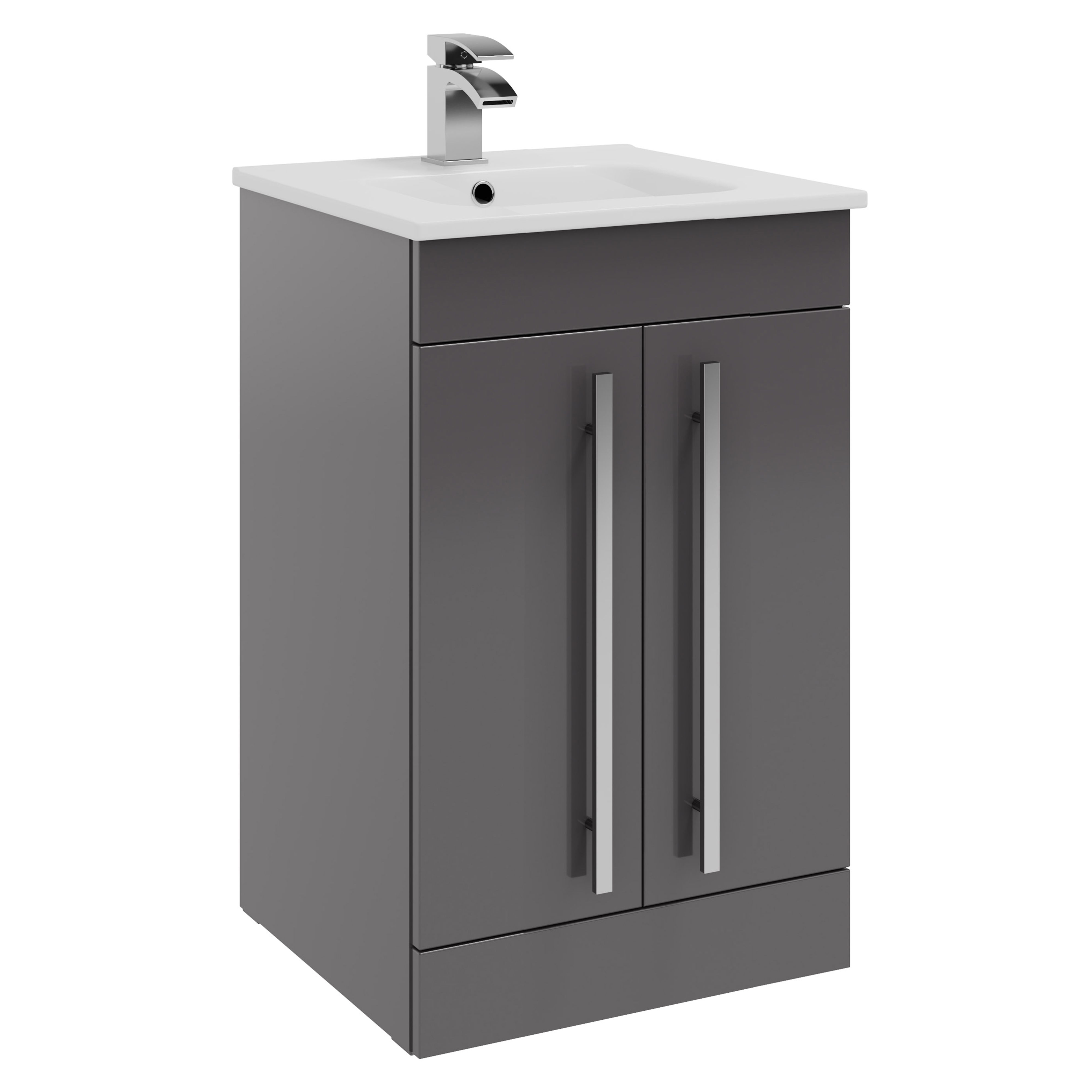 Kartell K-Vit Purity Floor Standing 2 Door Bathroom Vanity Unit Storm Grey 500mm - FUR127PU