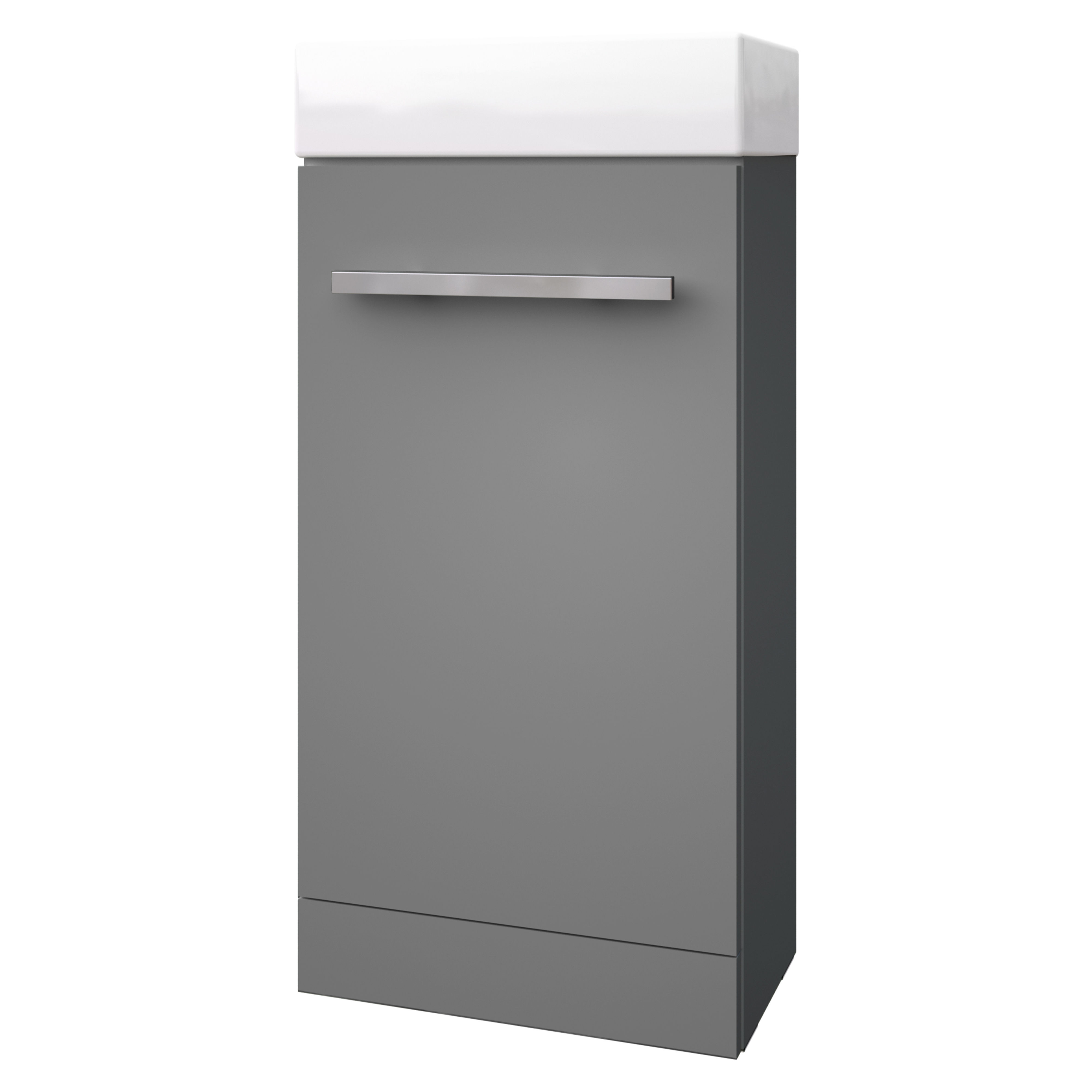 Kartell K-Vit Purity Floor Standing 1 Door Cloakroom Vanity Unit Storm Grey 410mm - FUR281PU