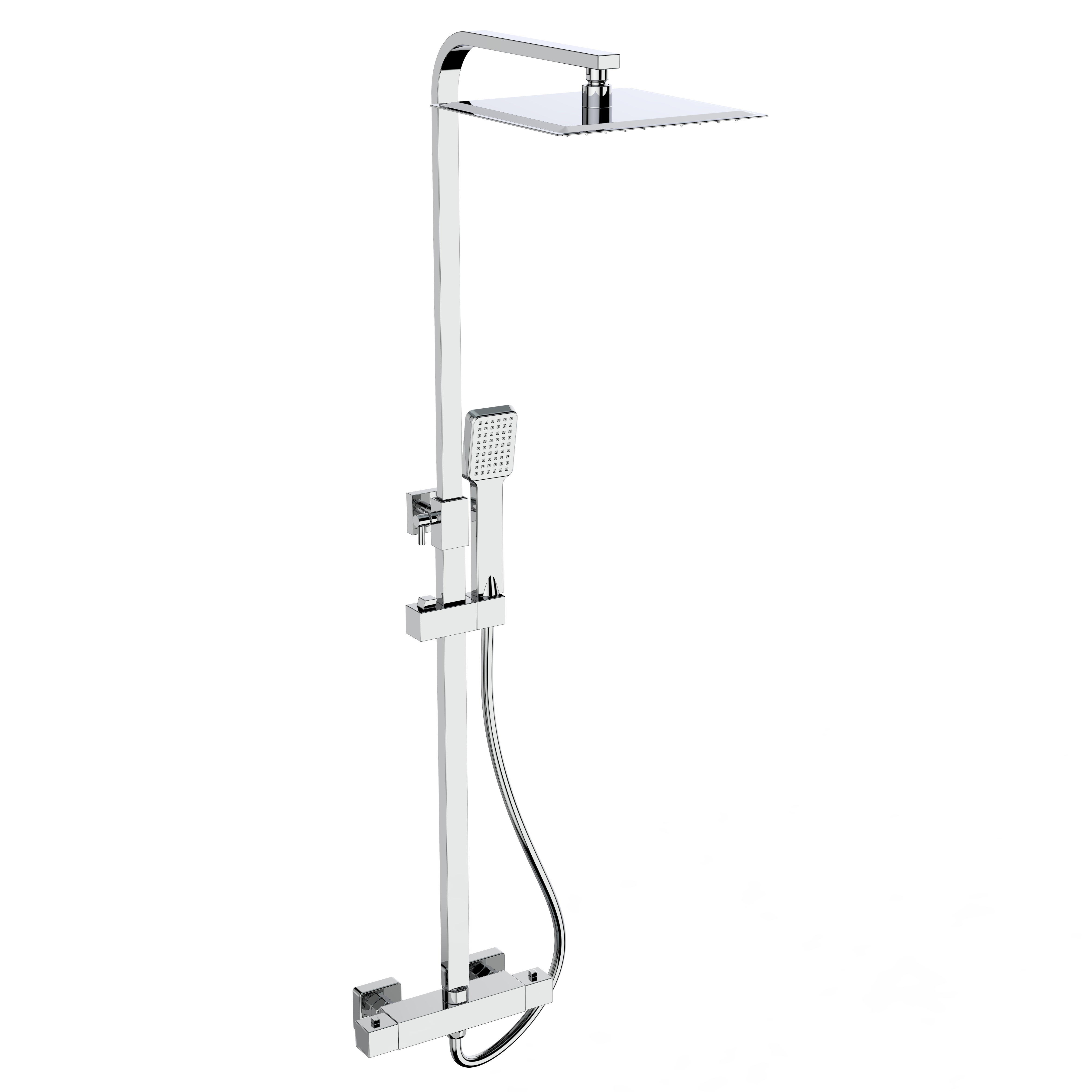 K-Vit Pure Thermostatic Bar Shower with Ultraslim Stainless Shower Drencher and Sliding Handset - SHO030PR