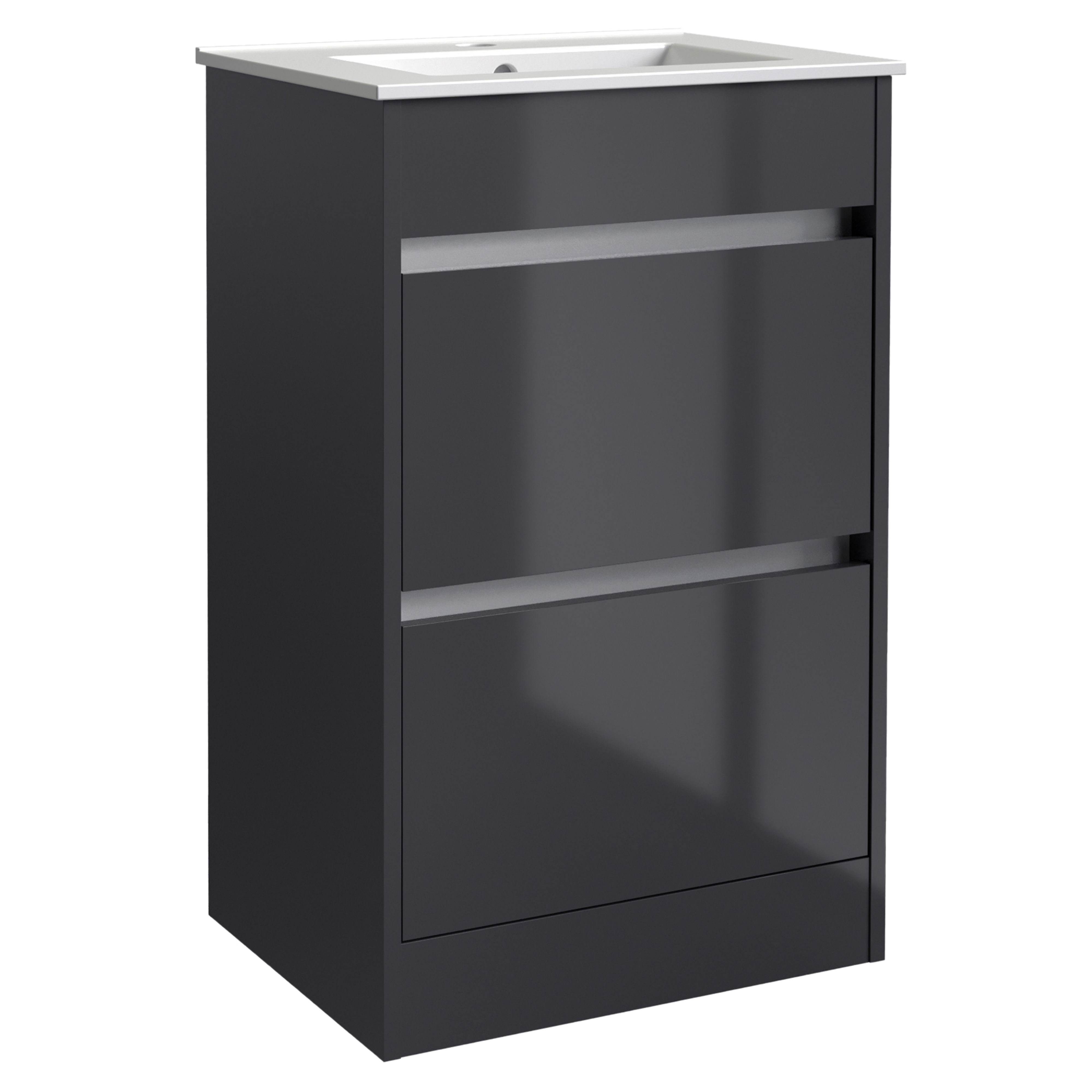 Kartell K-Vit City Floor Standing 2 Drawer Bathroom Vanity Unit Storm Grey 500mm - FUR706CI