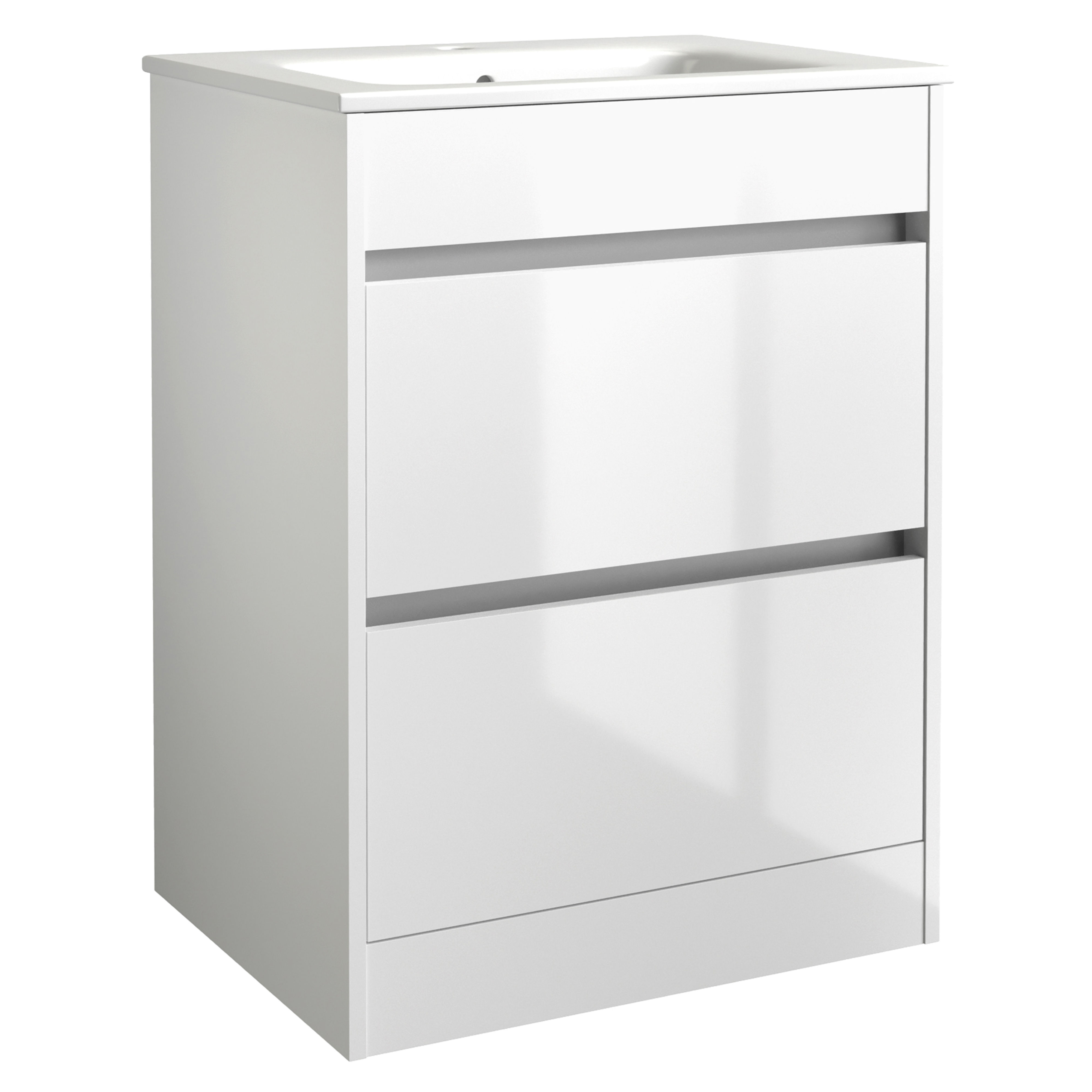 Kartell K-Vit City Floor Standing 2 Drawer Bathroom Vanity Unit White 600mm - FUR709CI