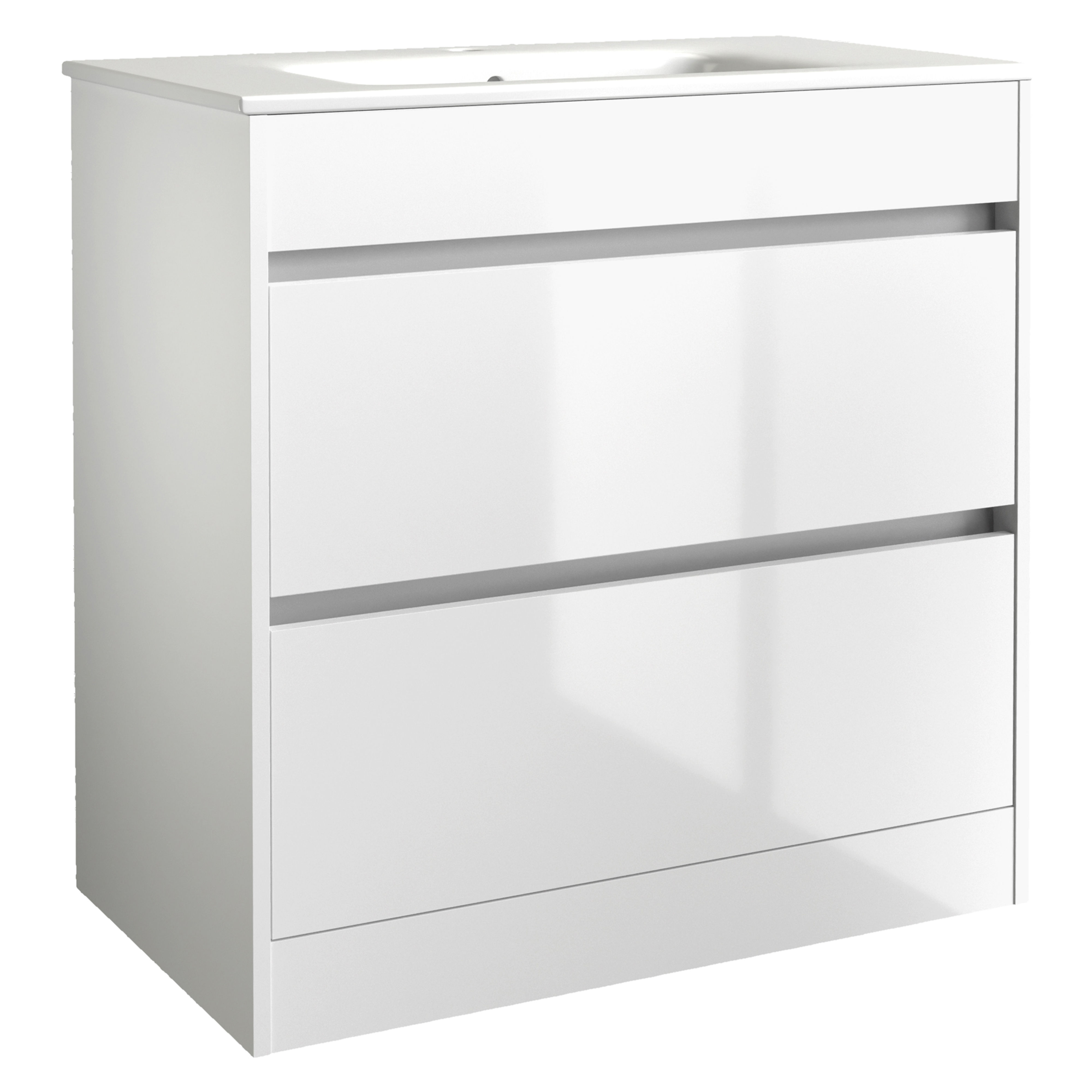 Kartell K-Vit City Floor Standing 2 Drawer Bathroom Vanity Unit White 800mm - FUR714CI
