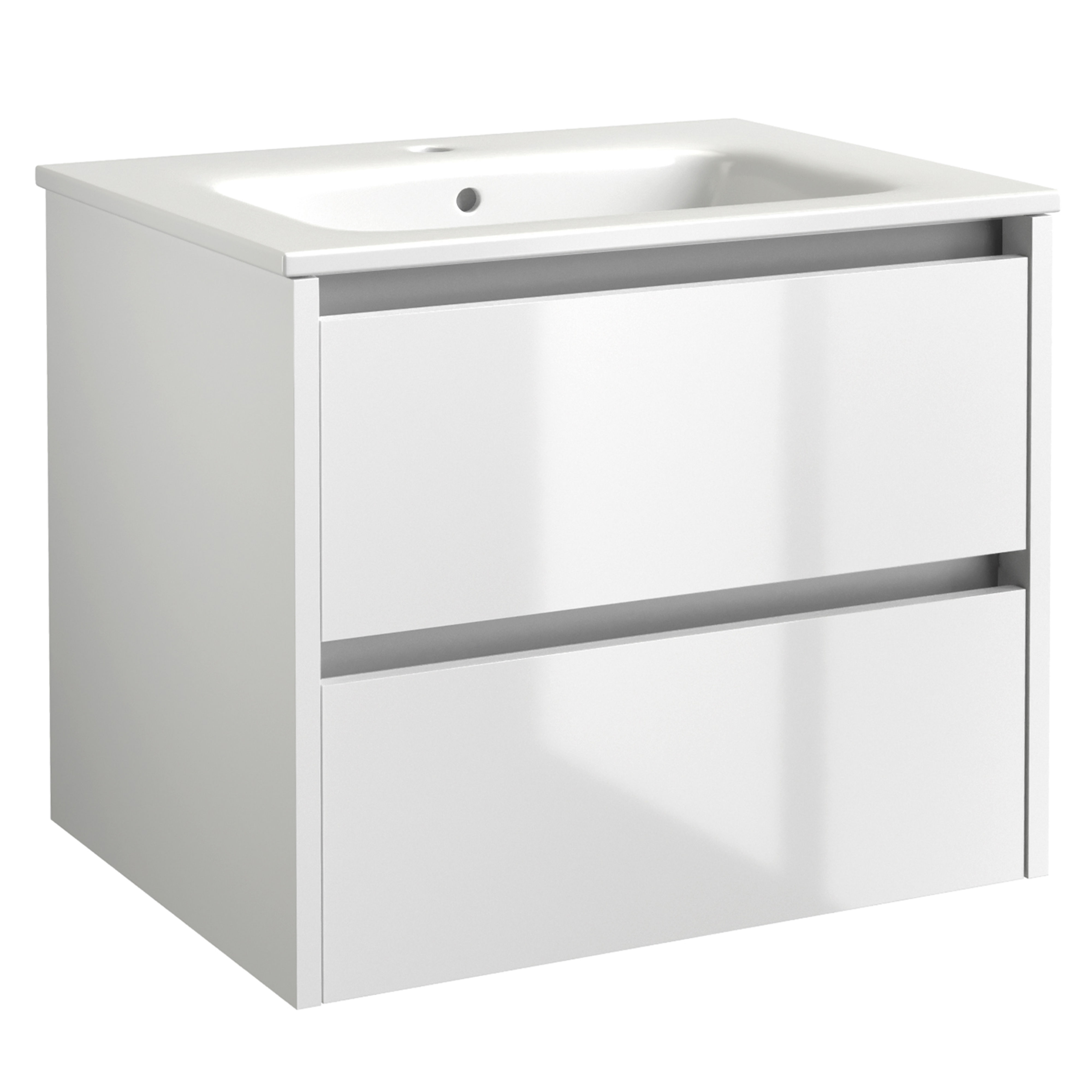Kartell K-Vit City Wall Mounted 2 Drawer Bathroom Vanity Unit White 600mm - FUR718CI