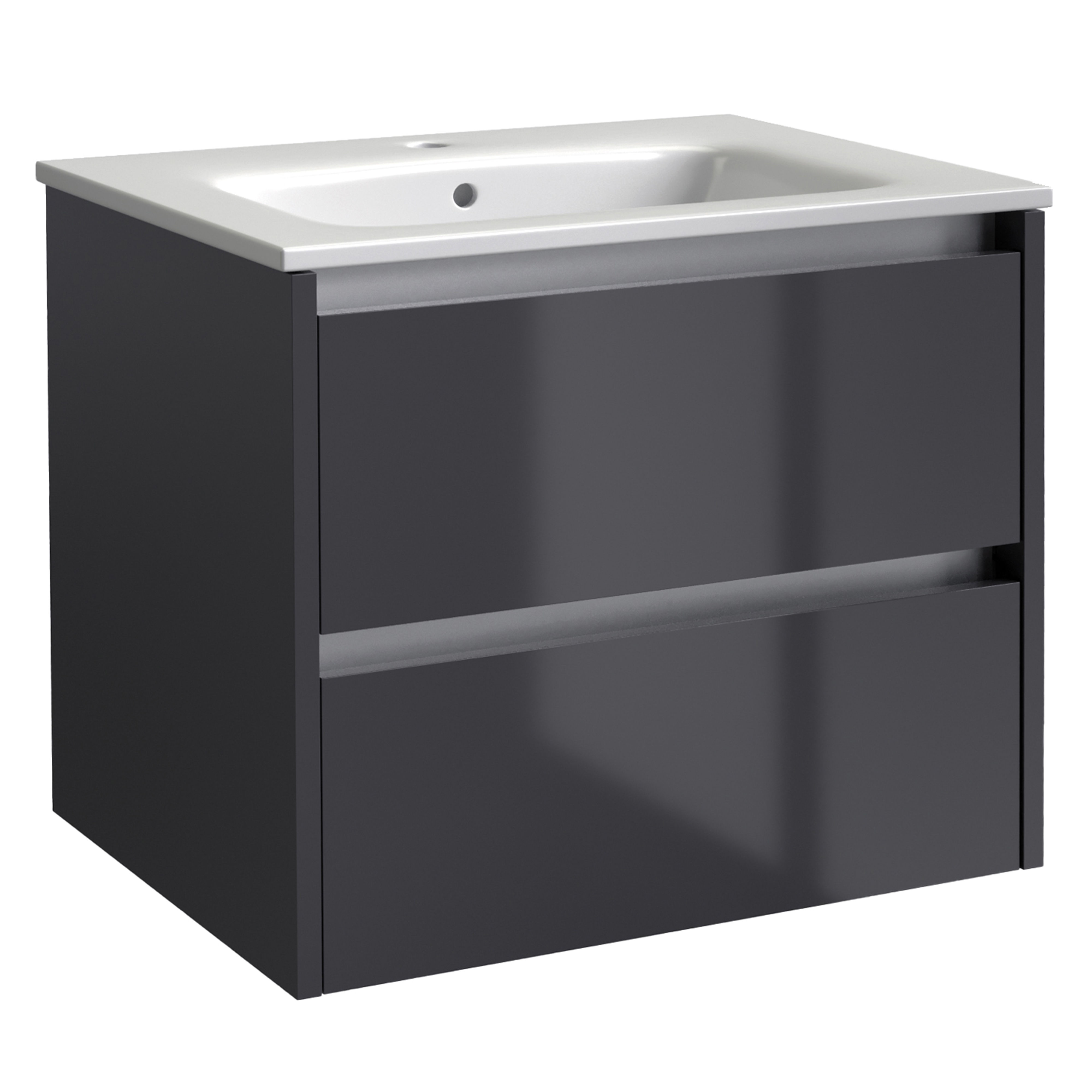 Kartell K-Vit City Wall Mounted 2 Drawer Bathroom Vanity Unit Storm Grey 600mm - FUR719CI