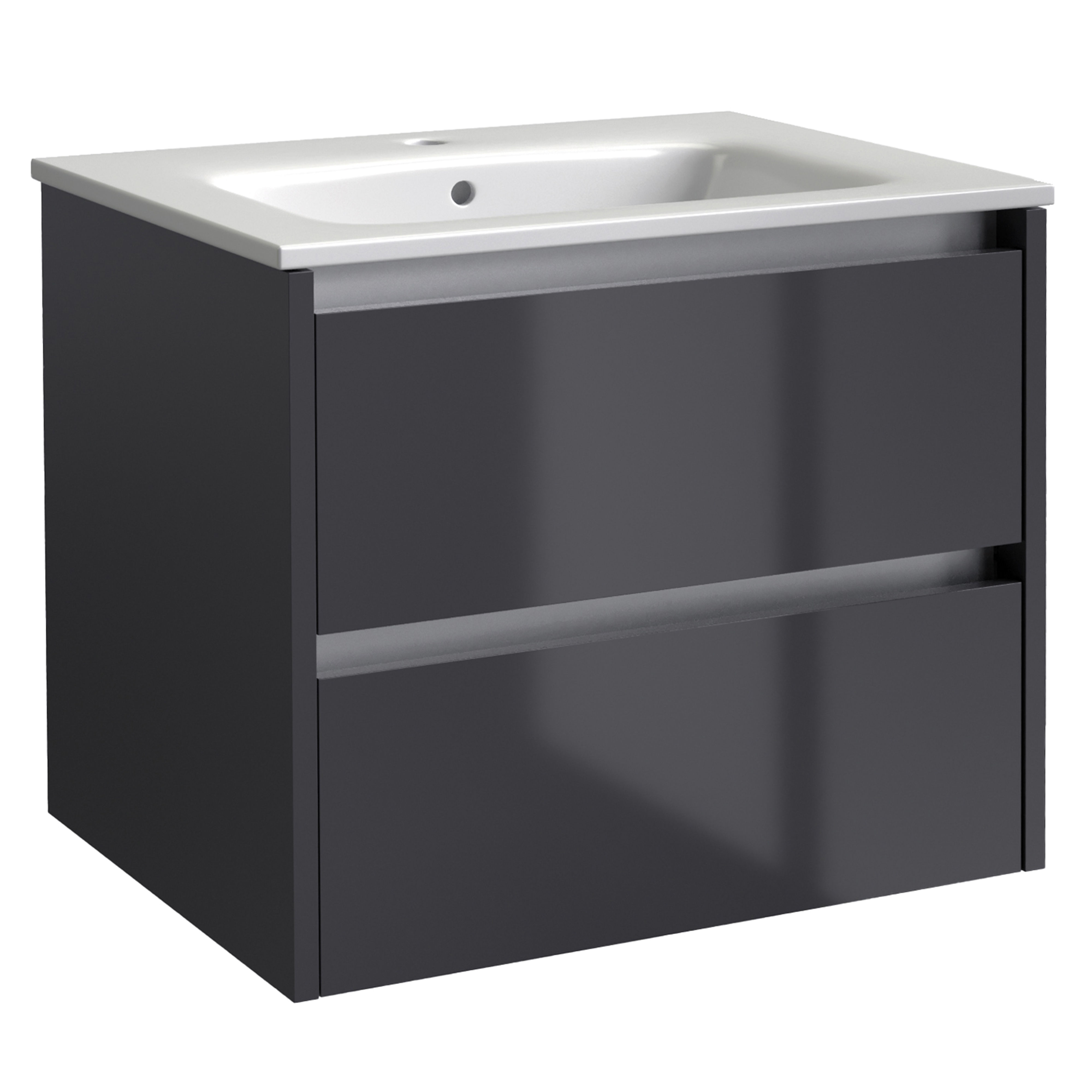 Kartell K-Vit City Wall Mounted 2 Drawer Bathroom Vanity Unit Storm Grey 800mm - FUR721CI