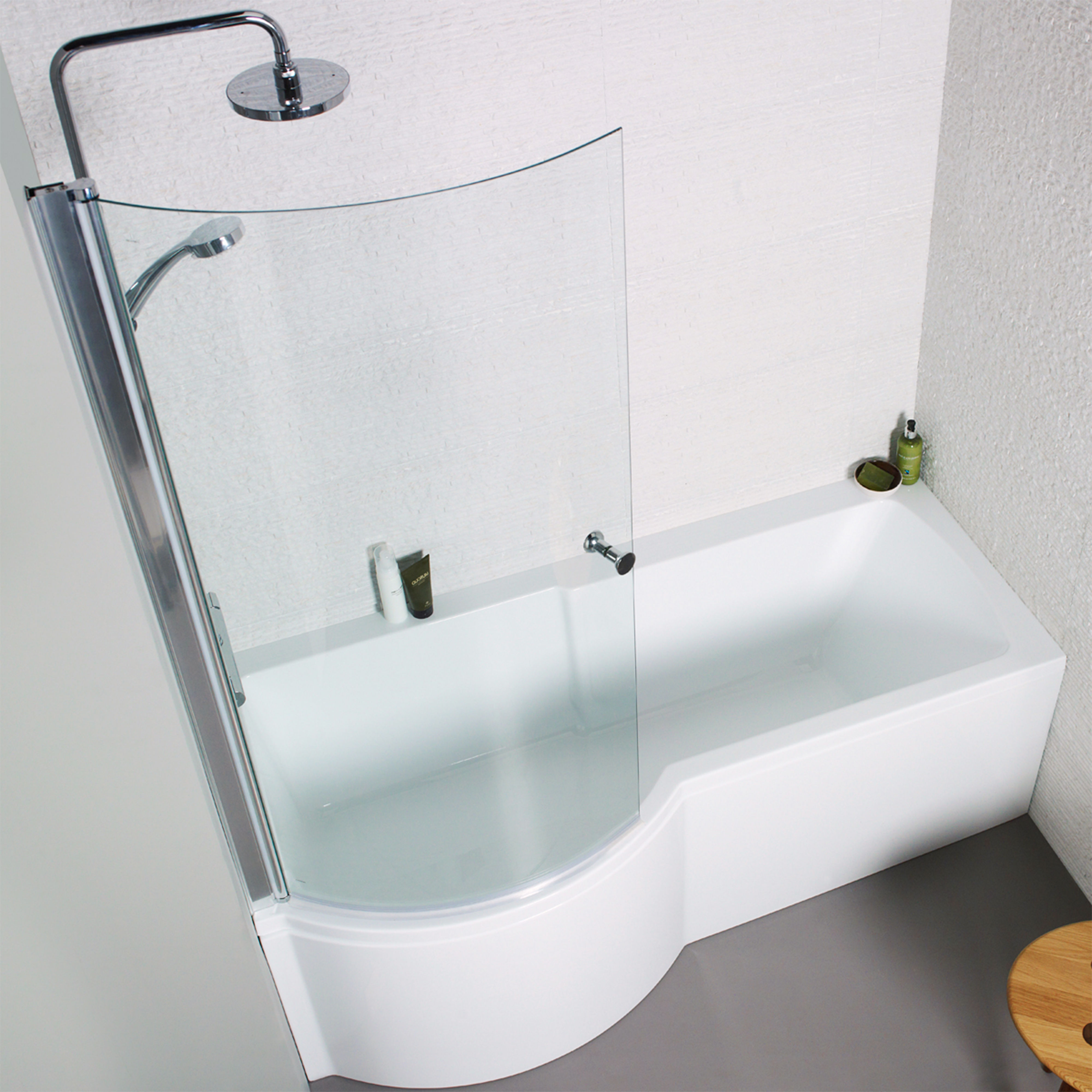Kartell K-Vit Koncept Curved Bath Shower Screen 760mm x 1400mm