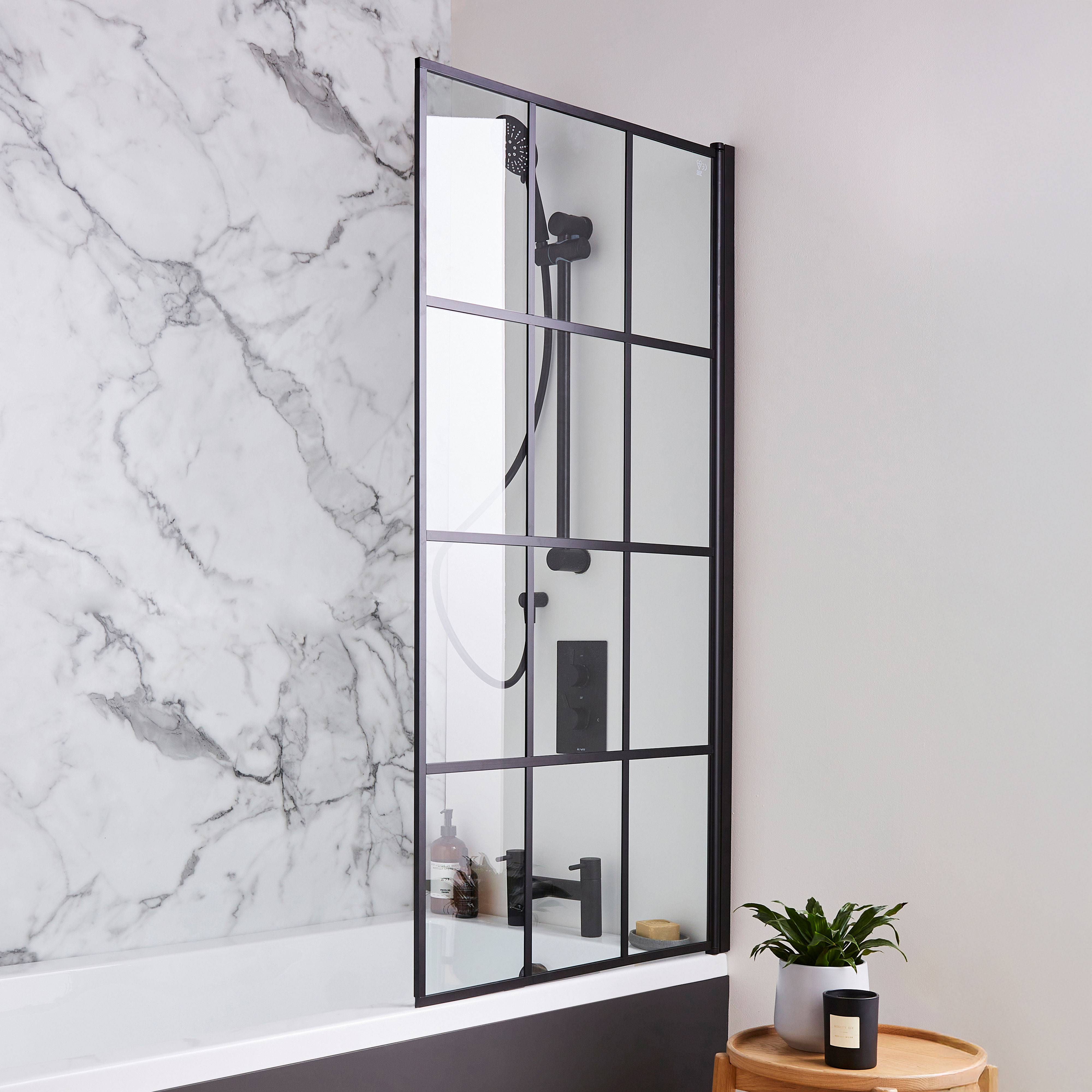 Kartell K-Vit Krittal Straight Square Edge Bath Shower Screen 780mm x 1400mm