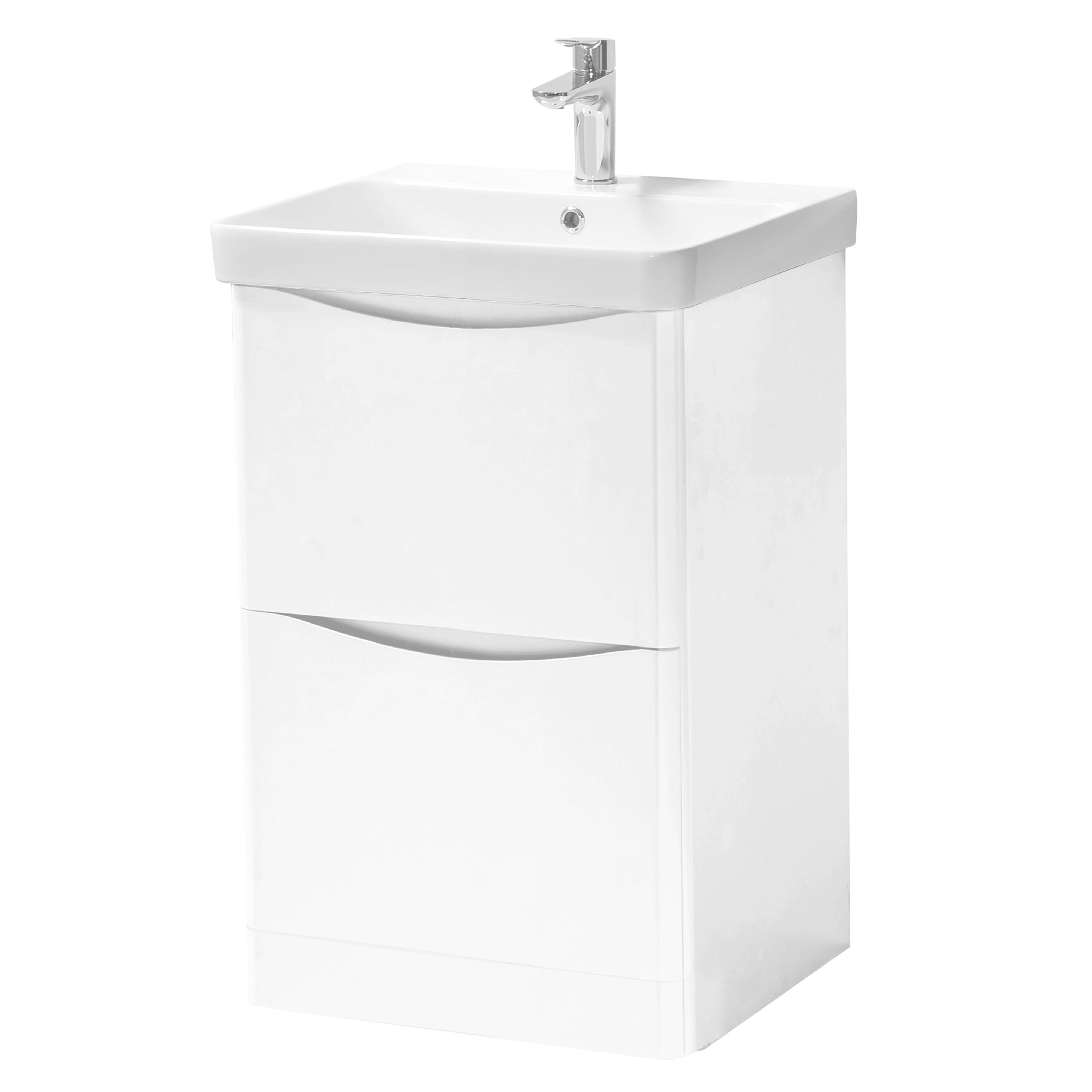 Kartell K-Vit Arc Floor Standing 2 Drawer Bathroom Vanity Unit White 500mm - ARC500FS-W